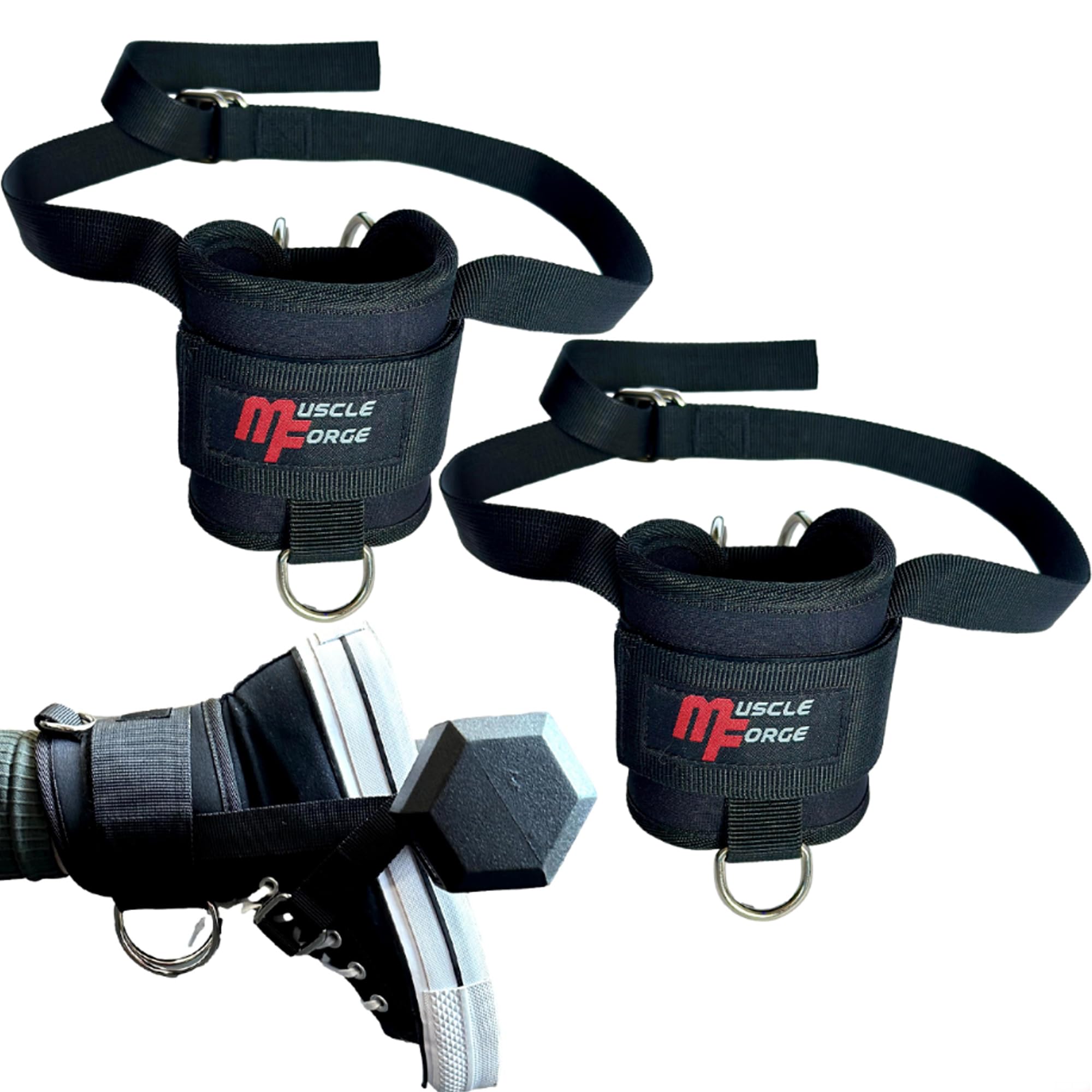 MuscleForge Dumbbell Foot Attachment for Exercise - Monkey Foot Weights & Tibialis Trainer Strap for Workout - Monkey Feet for Weight Lifting, Ankle Weight Strap & Dumbbell Attachment for Feet