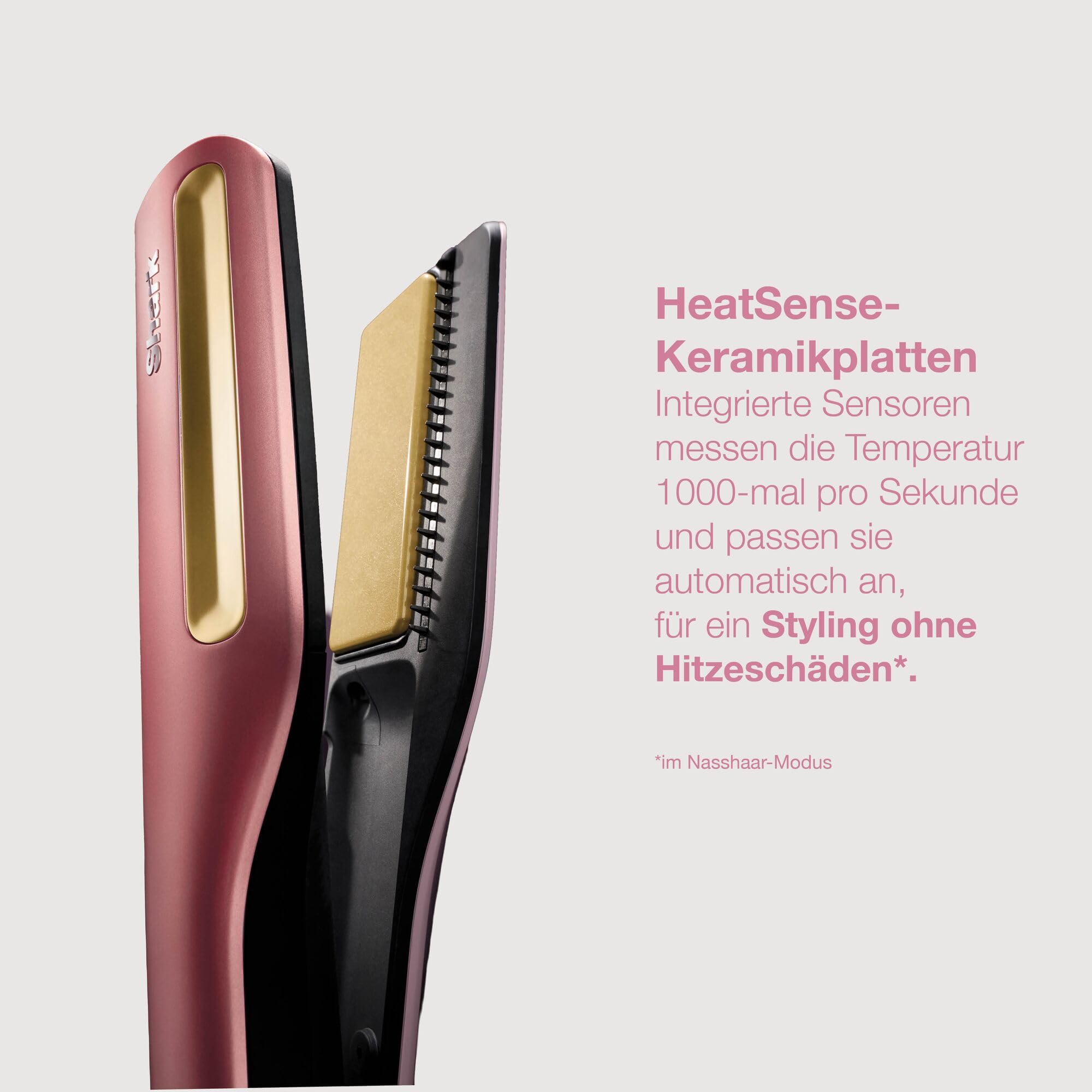 Shark SilkiPro Straight Glätteisen + Haartrockner, Rosa [HT401EUPK] | mit hitzebeständiger Aufbewahrungsbox – Rosa [HT401EUPK]