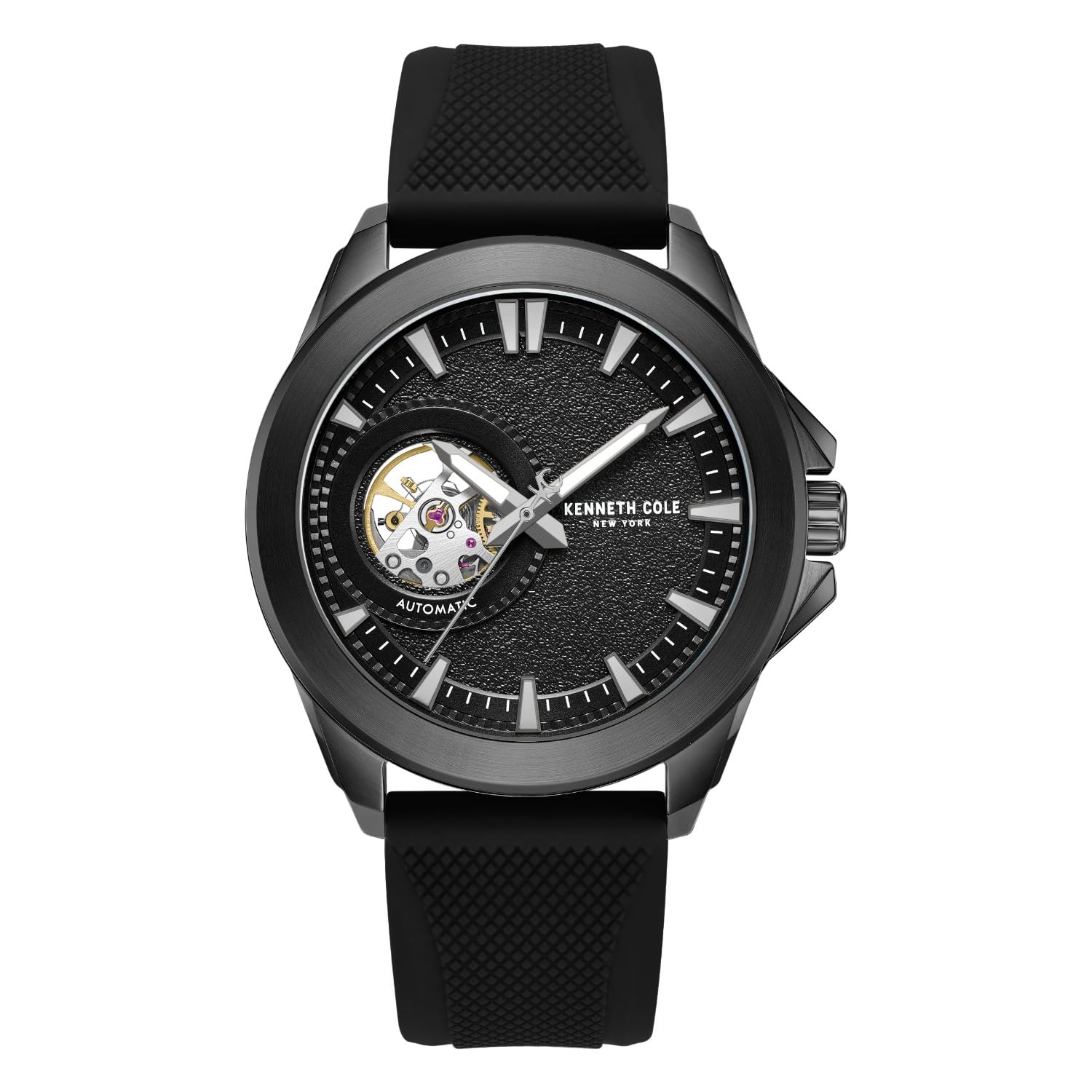 Automatic Black Round Dial Men's Watch | Silicon Strap Material | Watches for Man Analog - KCWGZ0103901MNW-image-23