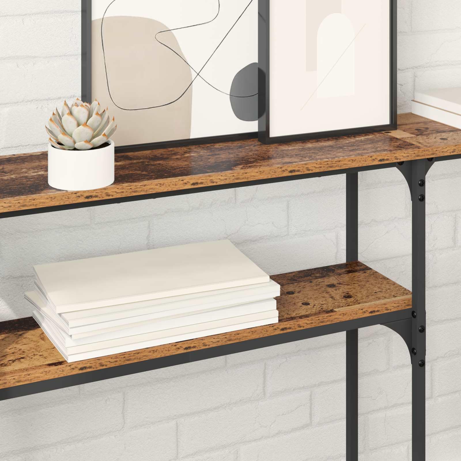 Tavolo Consolle Industriale Legno Vecchio 145 x 22,5 x 75 cm | Mobile d'ingresso salvaspazio per corridoio e soggiorno, ottimo per riordinare chiavi e decorazioni con stile.