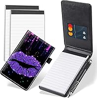 Vista 24 de Juego de 4 mini bloc de notas de bolsillo, diseño de pez Koi japonés de piel sintética, soporte para notas con 2 ranuras para tarjetas, 1 lápiz