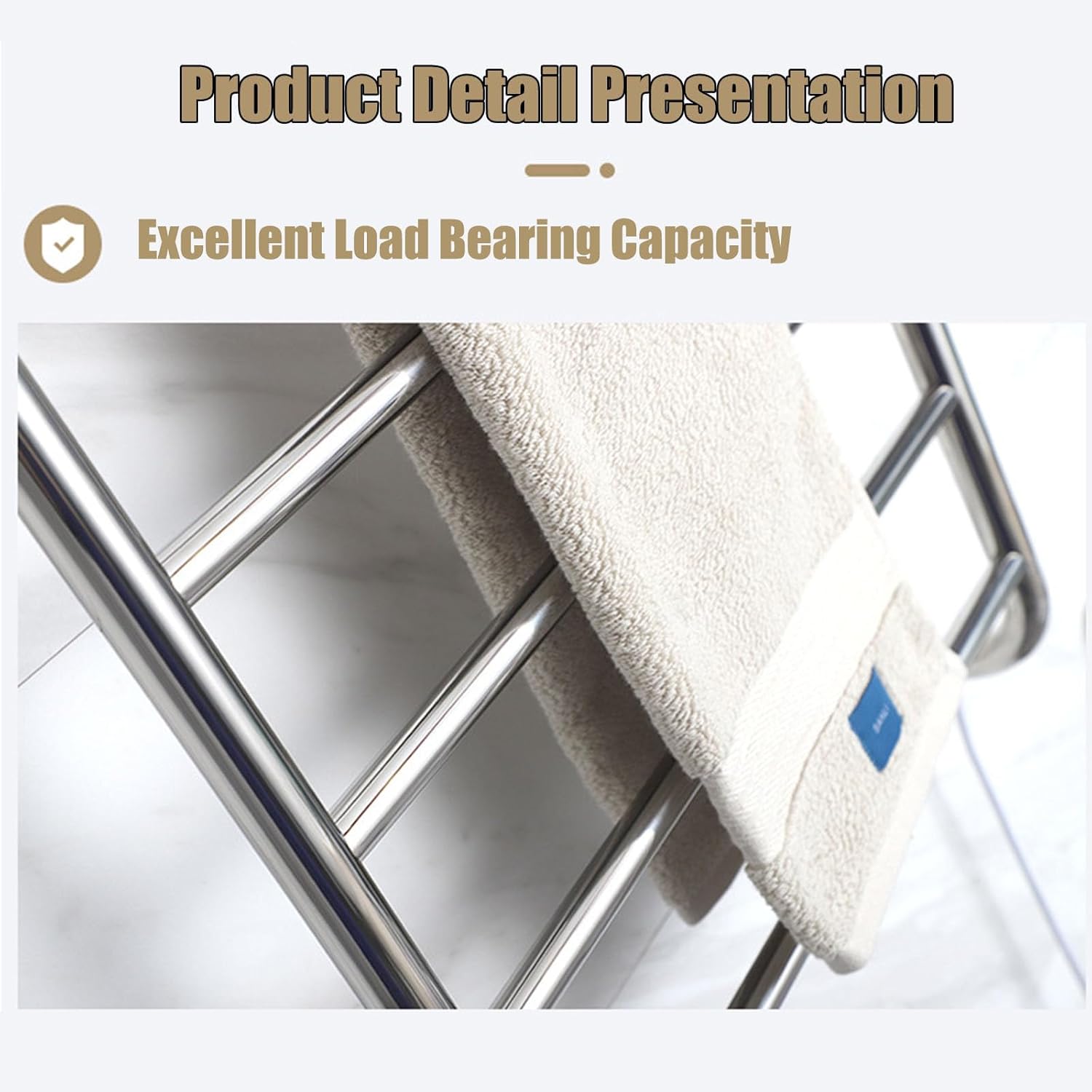 Electric Heated Towel Warmer 6 Bars, Hot Towel Racks for Bathroom Wall Mounted, Towel Drying Rack Stainless Steel with Intelligent Constant Temperature,Gold,Plug in