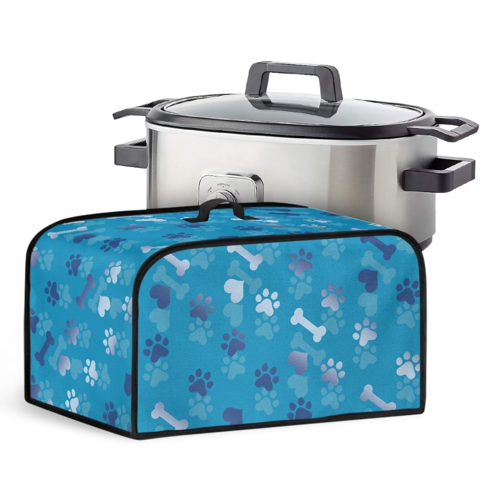 Blue Dog Paw Bone Crock Pot Cover Compatible with Most Slow Cookers Appliance Dust Cover 17 x 10