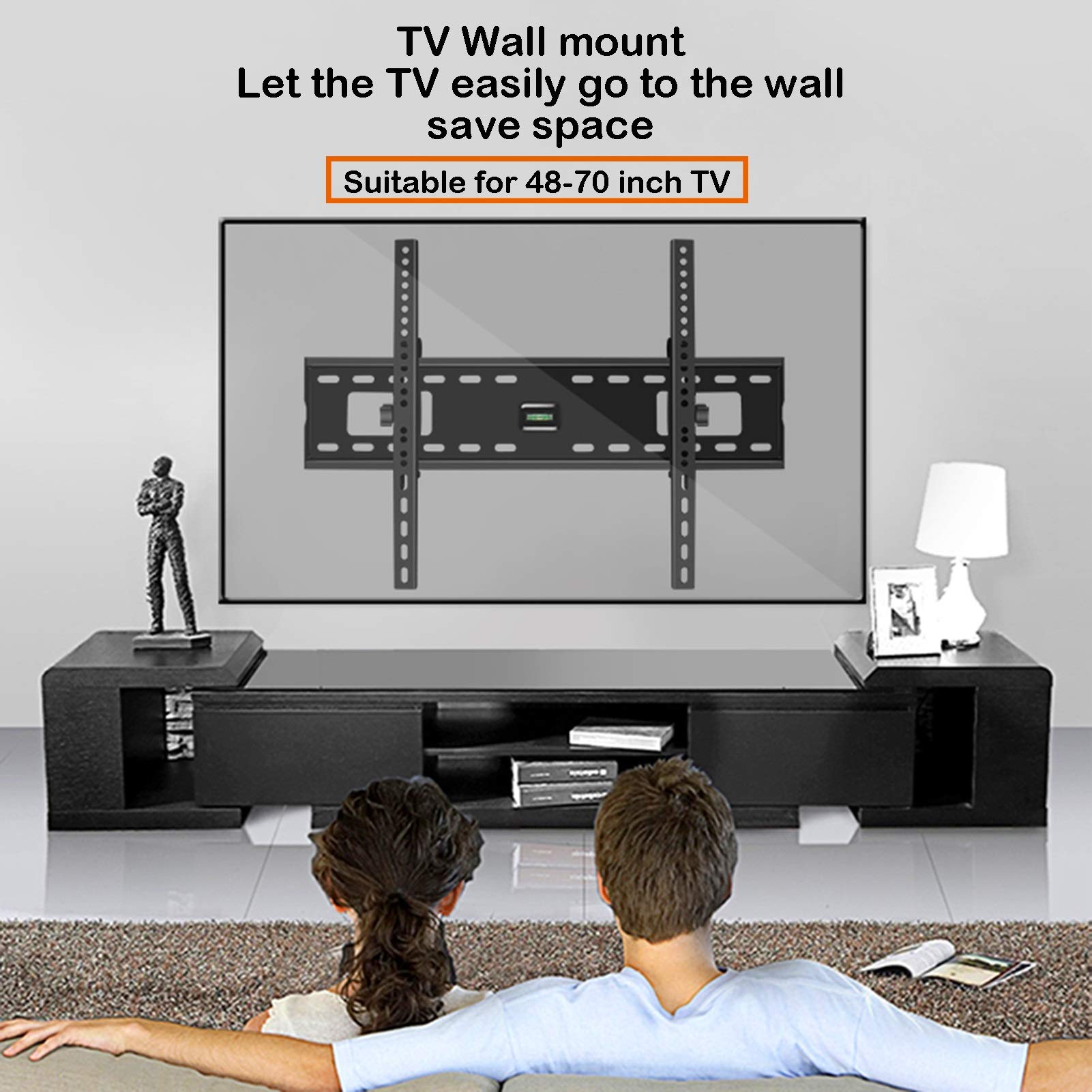 LIU- Soporte De Pared Inclinable for TV Inclinación hacia Arriba Y hacia Abajo 15 °, for La Mayoría De Televisores De 48-70 Pulgadas, Máximo VESA 600X400MM, Soporta hasta 75 Kg