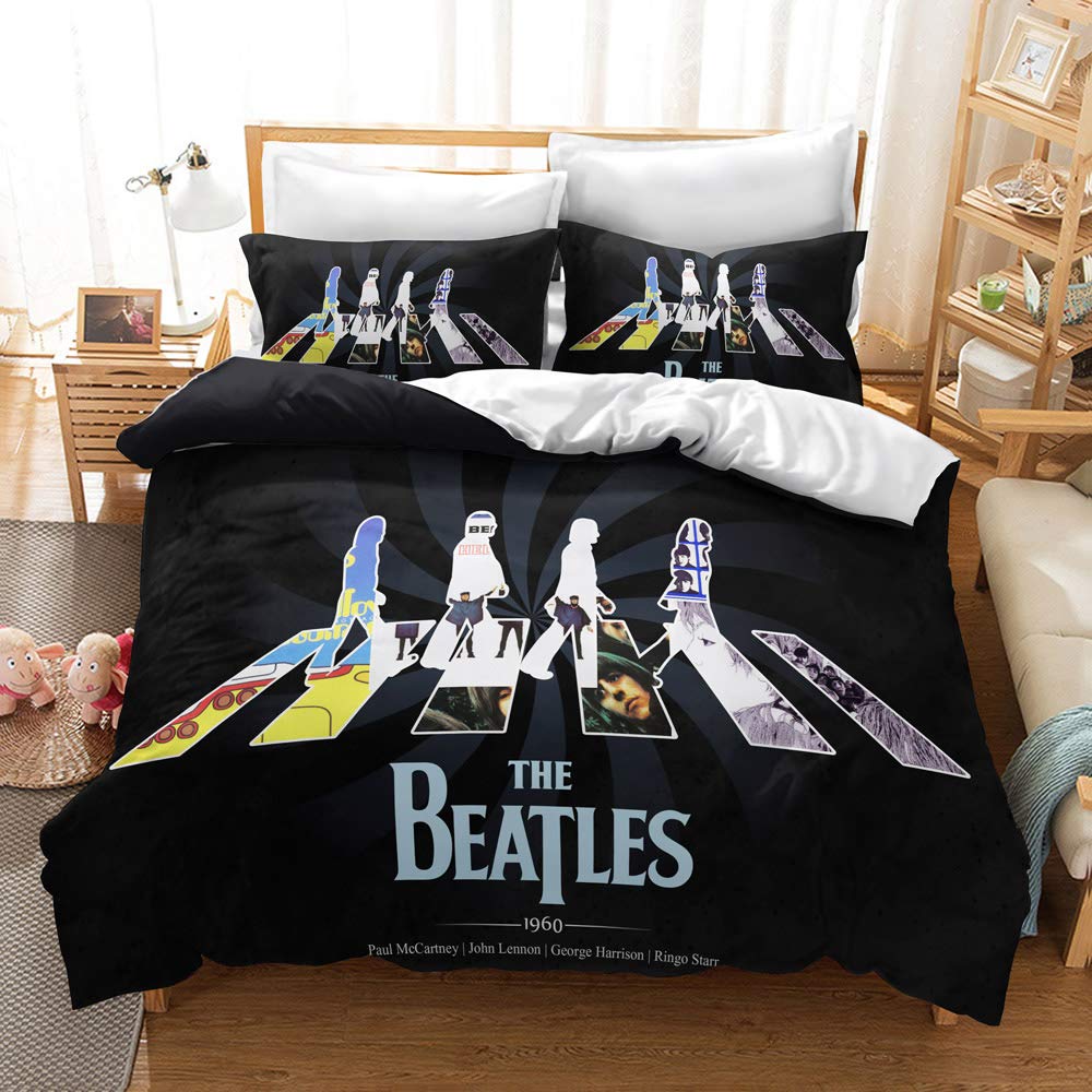 CHAOSE Duvet Cover Single Double, The Beatles, Reversible Bedding Set for Double Bed (Rock 02,King(220x230cm))