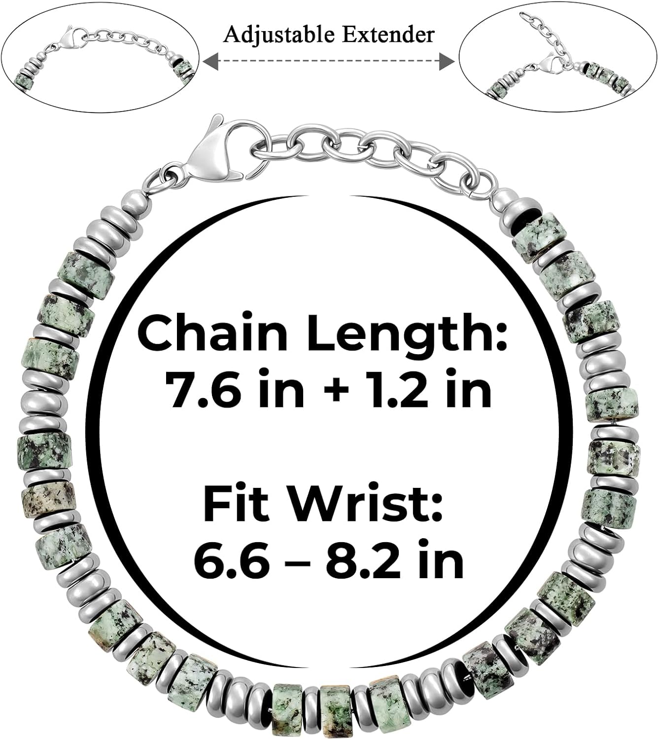 Mens Bracelet, Boho Stainless Steel Bracelets for Men, Beaded Bracelets, Jewelry Gifts for Husband, Father, Friends - Image 3