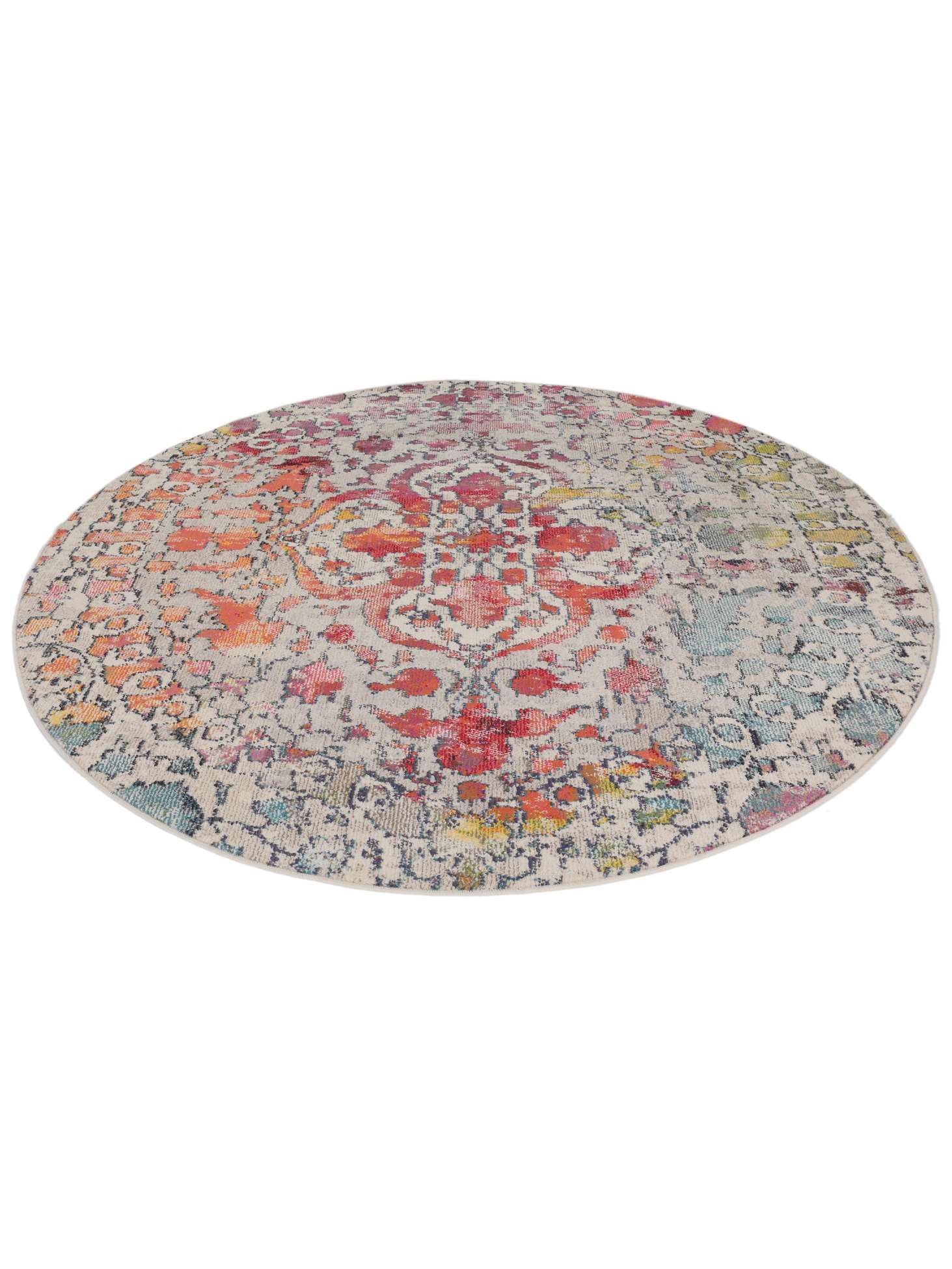 RugVista Kaleidoscope Teppich, Ø 200 cm, Multi | Rund, Niedriger Stapel, Nur chemische Reinigung, Oeko-Tex 100, Wohnzimmer, Esszimmer, Schlafzimmer, Küche