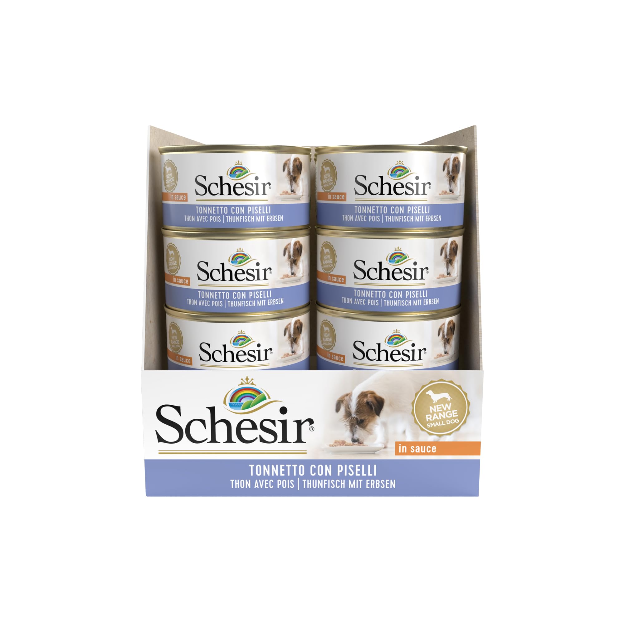 Schesir, Cibo Umido per Cani Adulti con Tonnetto e Piselli, in Morbida Gelatina (24 Lattine da 85g)
