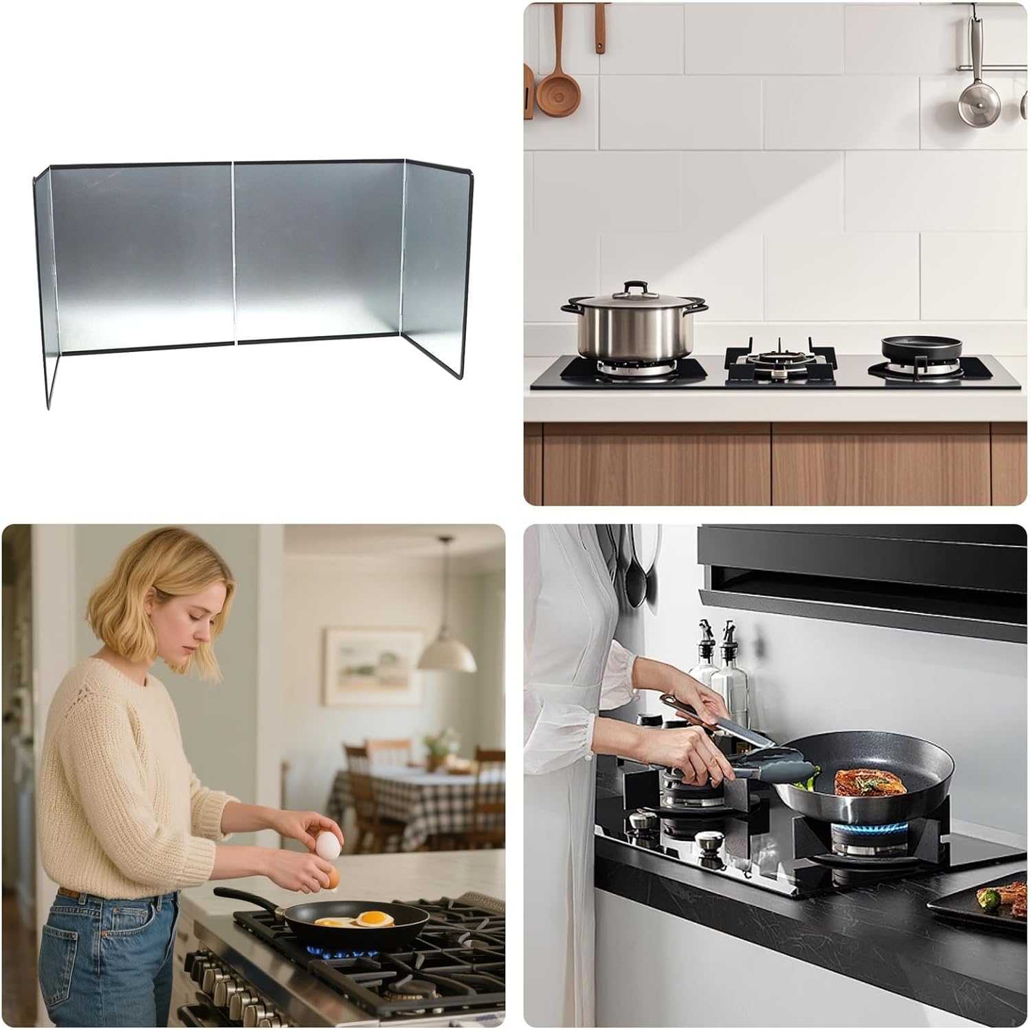 Portable Anti-Splatter Shield, Folding Nonstick Oil Splash Guard for Kitchen, Gas Stove Protector Screen, Back Splash for Cooking & Camping (Medium Size)