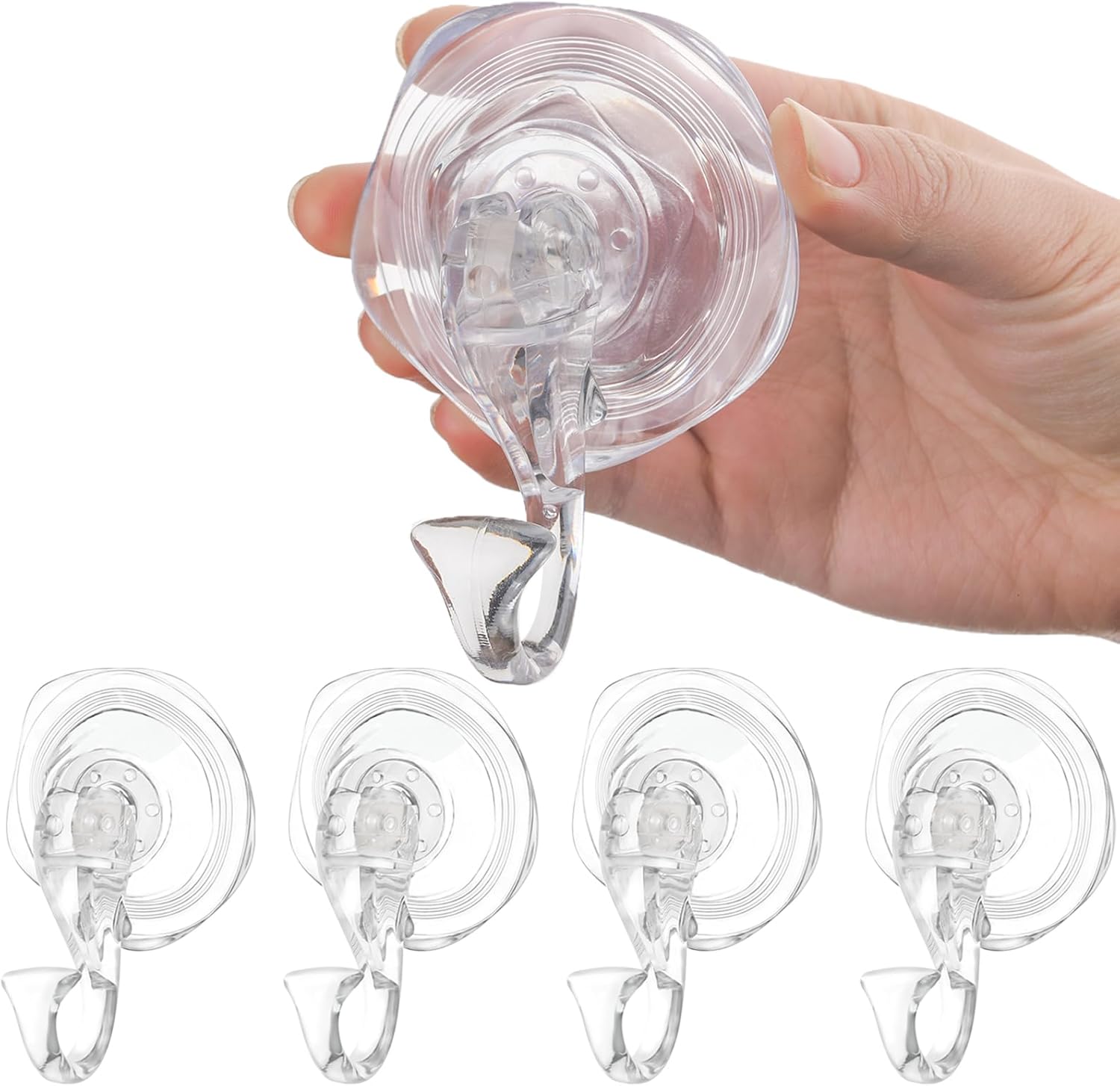 UHETLET Saugnapfhaken 4er Set - Extra Stark Bis 2,5kg, Wiederverwendbar Für Bad & Küche