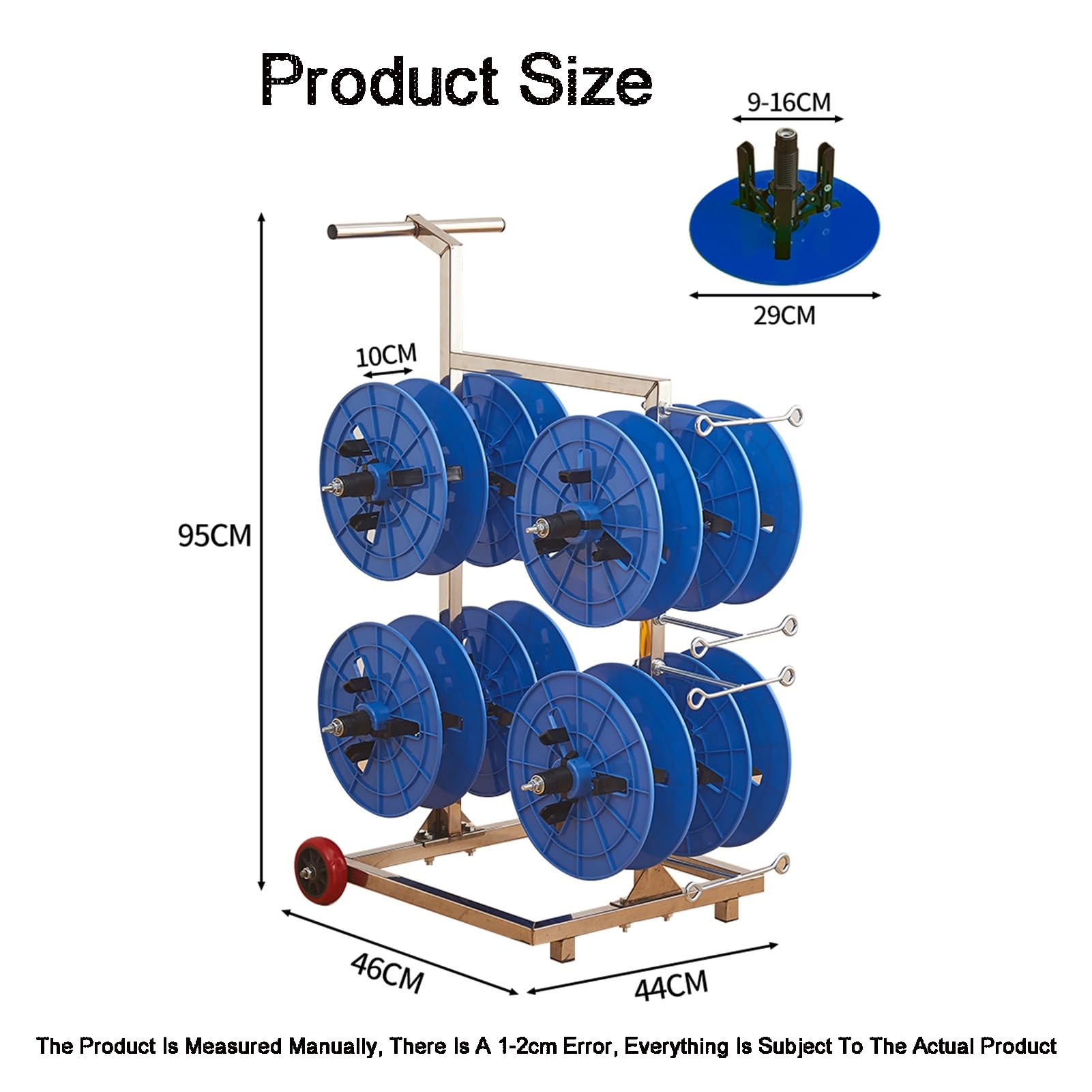 Distributeur de câbles, Support Robuste pour bobines de câbles avec roulettes - Porte-bobines et Distributeur de câbles en Vrac Portable pour Solutions de Stockage industrielles et commercia