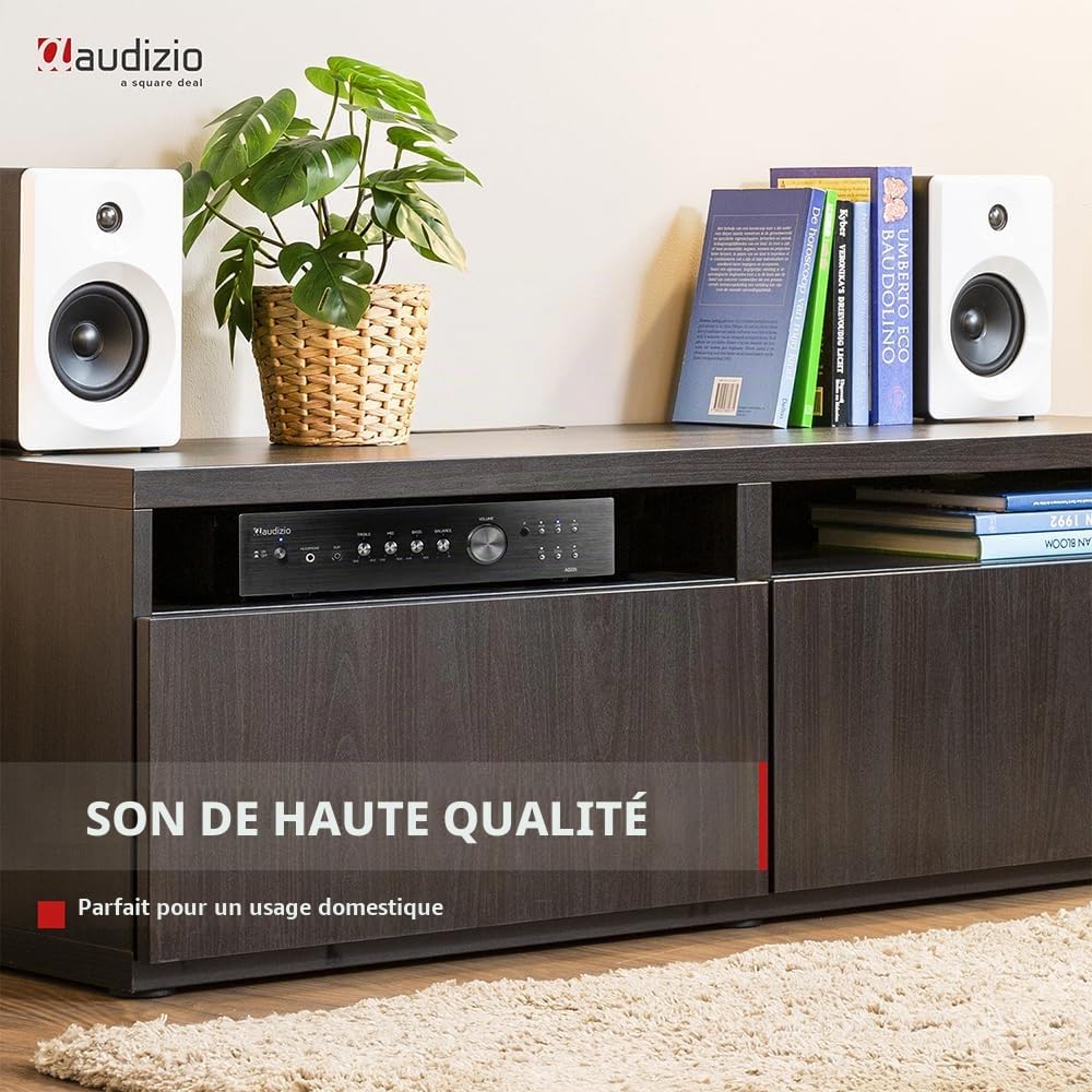 Audizio AD220B Amplificateur HiFi Bluetooth 2.1 - Noir, 400 Watts, 4 Ohms, 2 Sorties Enceintes, 1 Sortie Sub, Lecteur MP3, Égaliseur de Son, Idéal pour Vos Films et Écouter Votre Musique