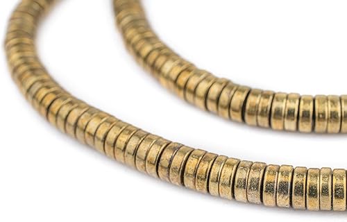 TheBeadChest - Cuentas de disco de serpiente de latón de 0.236 pulgadas, hebra completa de espaciadores de metal de calidad para diseño de joyas de