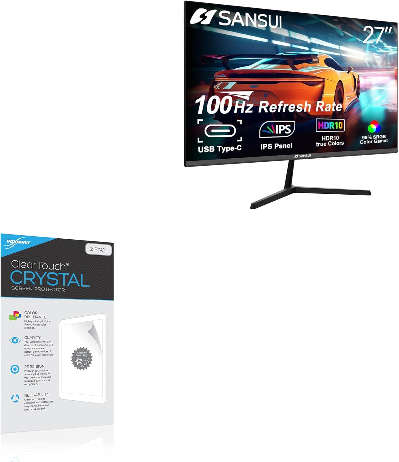 BoxWave Screen Protector Compatible with Sansui x3 (27 in) - ClearTouch Crystal (2-Pack), HD Film Skin - Shields from Scratches