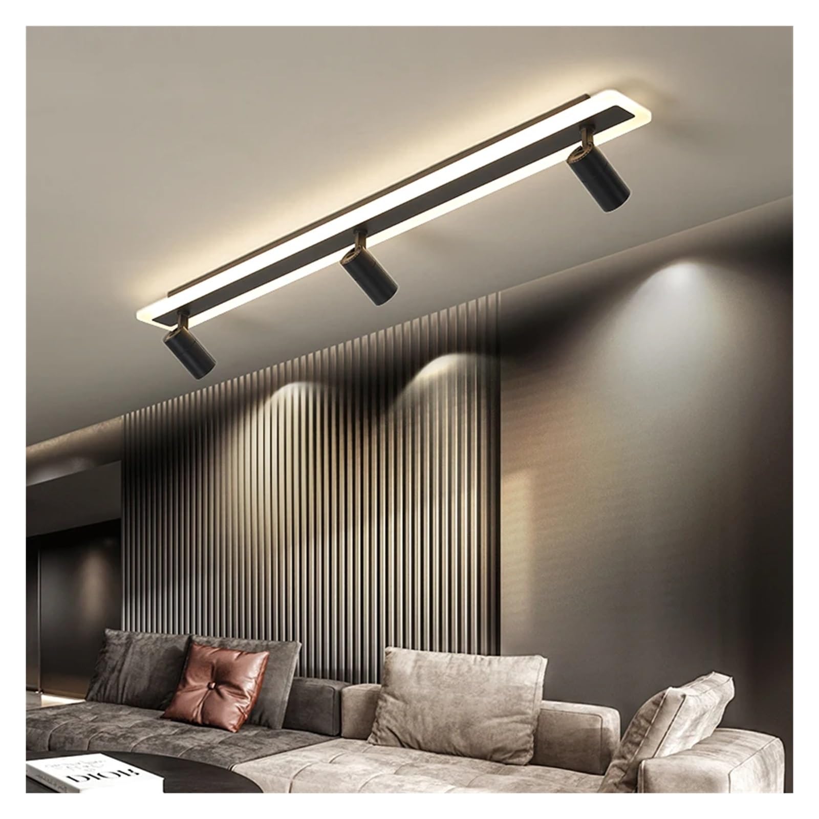 BHGFYXBS Modern Led Ceiling Chandeliers With Spotlight Acrylic Black Strip Ceiling Lamp Compatible With Living Room,Chandelier Ceiling Light Fixture,Onecolor-120cm