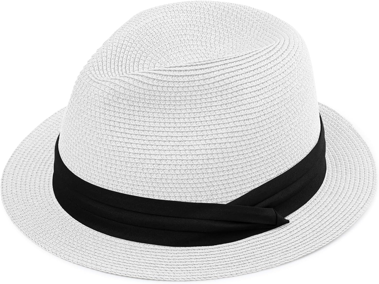Panama Hat Straw Fedora Hat for Men Women Packable Short Brim UPF 50+ UV Sun Protection Summer Beach Hat
