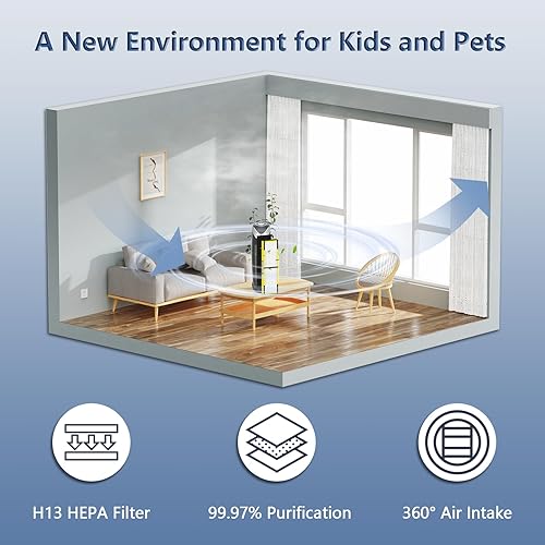 Miniatura 9 de FLT4825 Filtro HEPA B de repuesto para purificador de aire AC4825, AC4300, AC4900, AC4825DLX, AC4850, CDAP4500, AP2200, Funmit 2 H13 filtros True