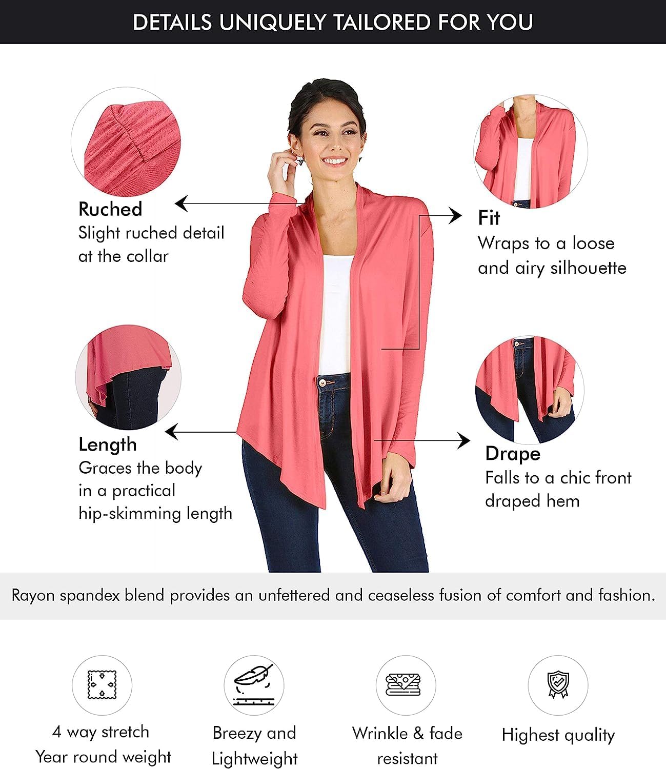 Simlu 3 Pack Lightweight Cardigans for Women Reg and Plus Size Light Cardigans for Women Summer Long Sleeves - Image 5