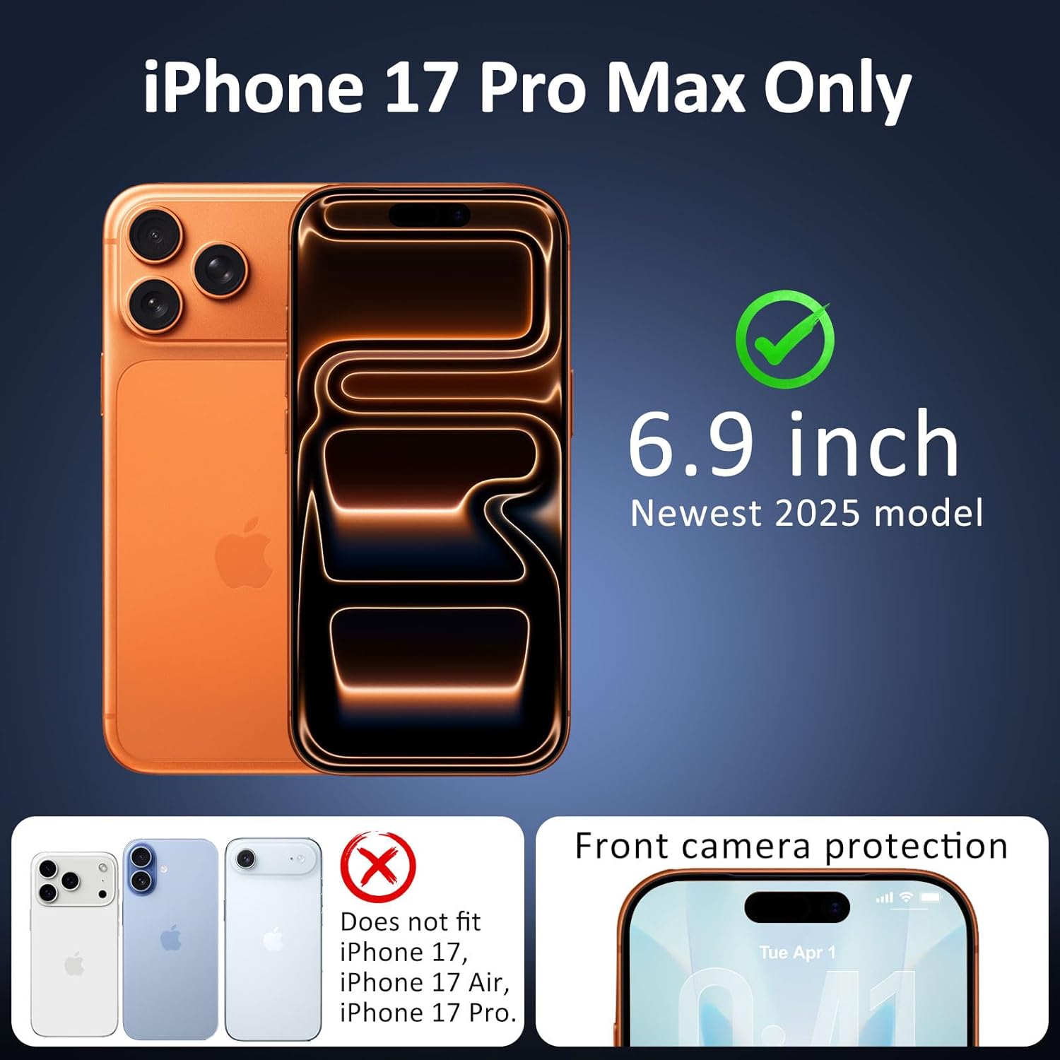2 Pack 360° Privacy Screen Protector for iPhone 17 Pro Max,Fits iPhone 16 Pro Max, 4-Way Anti-Spy Privacy Screen iPhone 17 Pro Max, 2 Dust Free Trays, 9H Shatterproof ,Full Coverage Sensitive Touch Tempered Glass