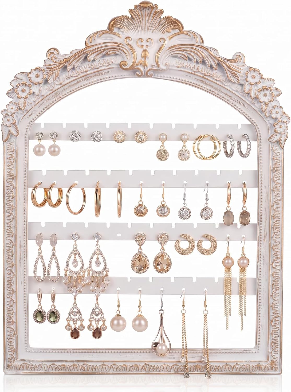 13 x 9.3'' Wall Hanging Earring Holder Jewelry Organizer, White