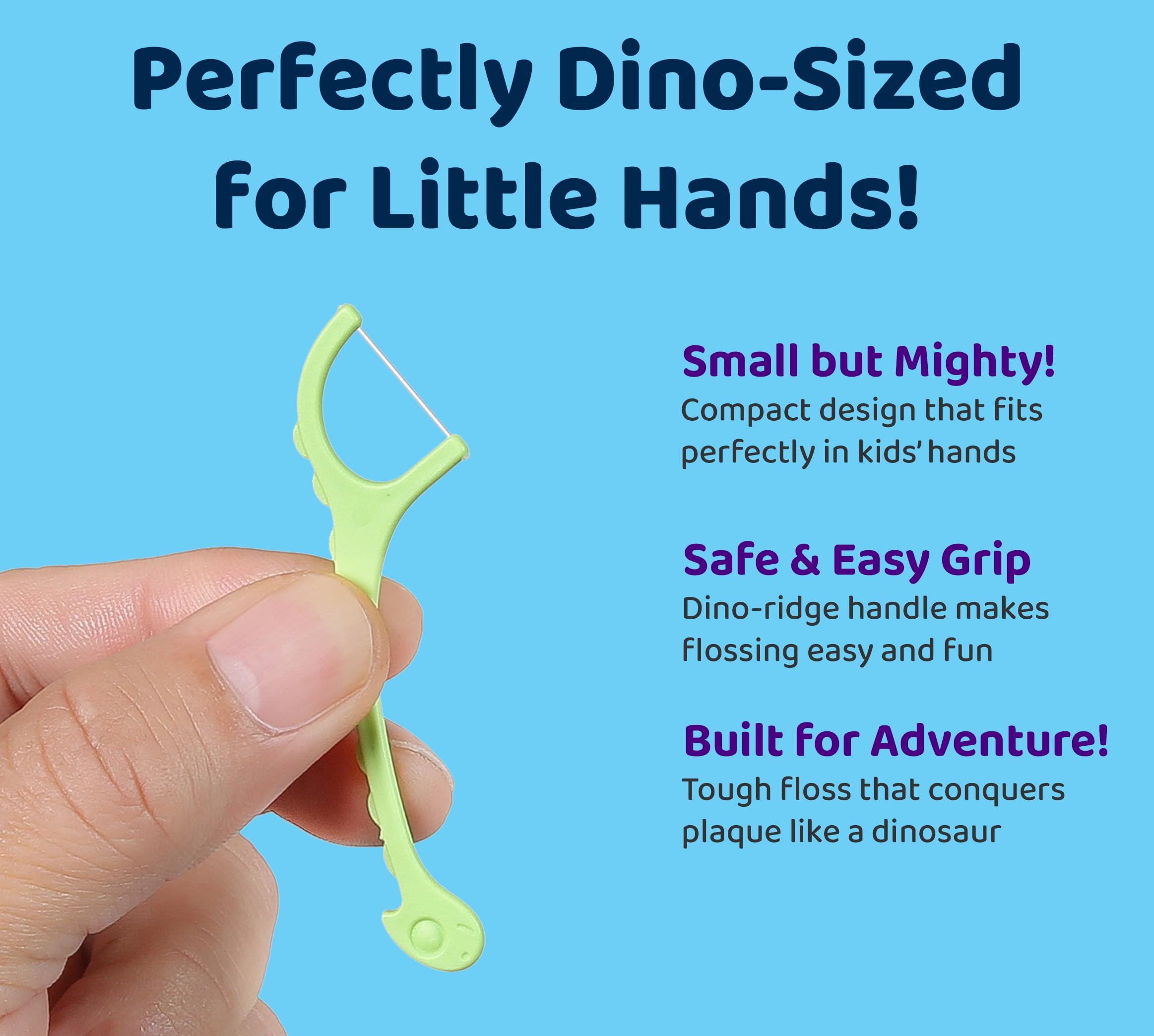 Sea Turtle Kids Dino Floss Picks – Griff aus Maisstärke – Dünner Faden Zahnseide – ohne Geschmack (50)