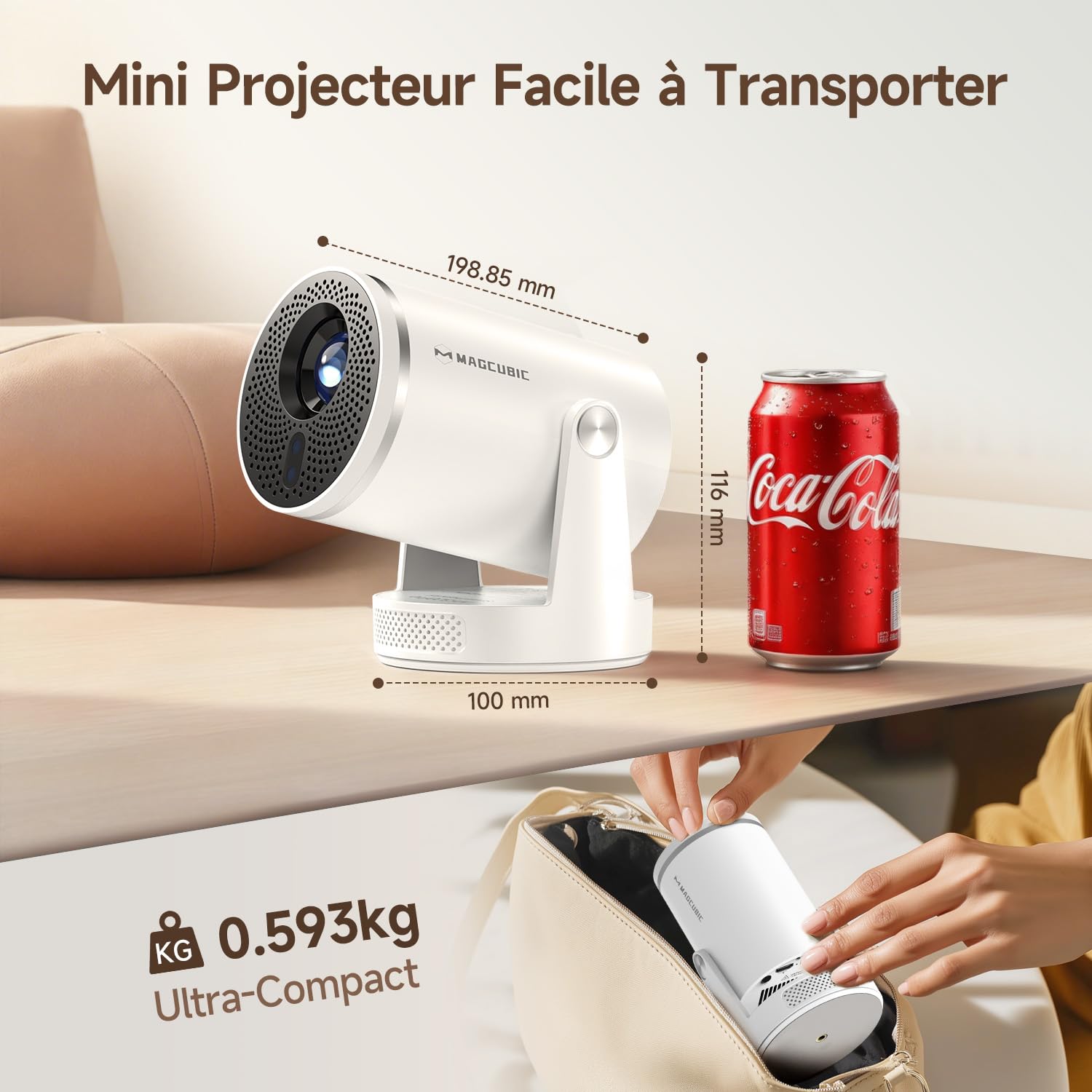 【Mise au Point Automatique 】 Videoprojecteur 4k Magcubic HY320pro -Projecteur Video Natif 1080p, 400 ANSI, Contraste 10000:1, Wi-FI 6 et Bluetooth 5.4, idéal pour la Maison et Le Bureau