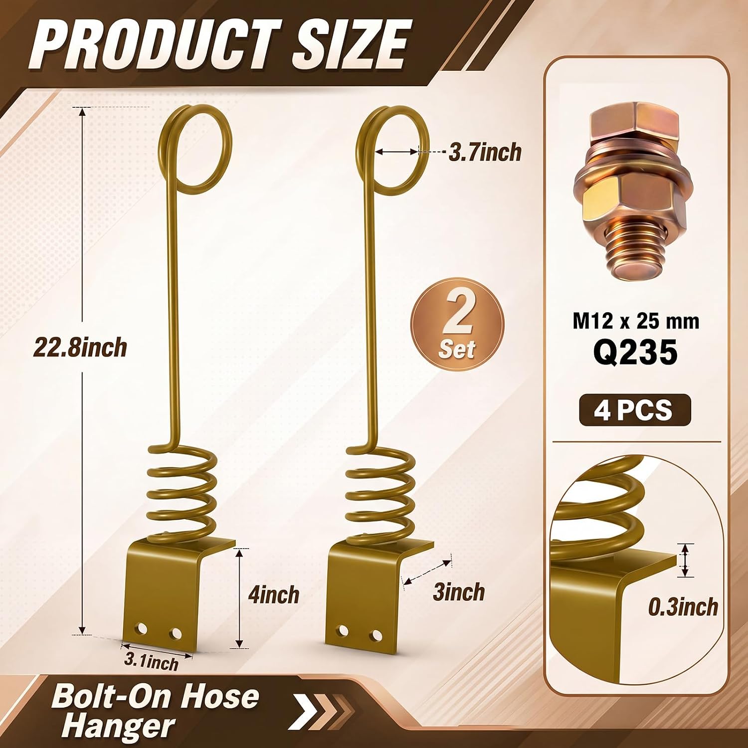 MorningRo 2 Set Bolt-on Hose Hanger 22.8 x 3.1 Inch Hydraulic Hose Hanger for Tractor, Sturdy Material (Yellow)