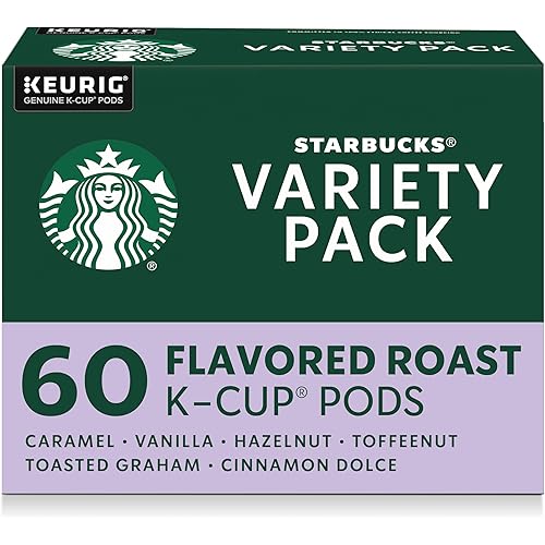 Starbucks K-Cup Coffee Pods, Flavored Hot or Iced Coffee, Variety Pack, 60 Keurig Pods
