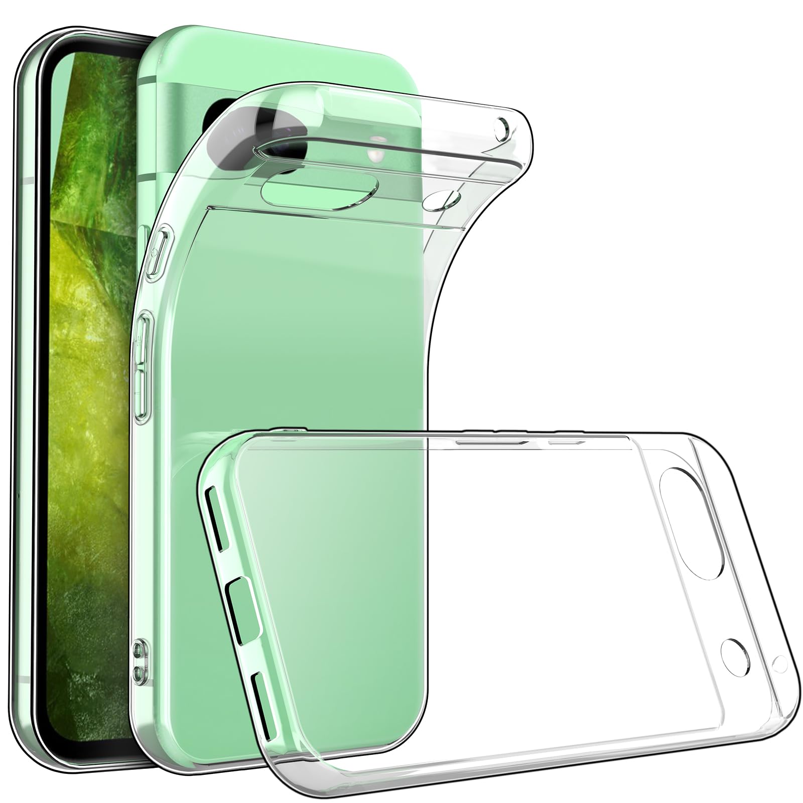 Google Pixel 8A ケース クリア 透明 シリコン グーグル ピクセル8A カバー 耐衝撃 TPU クリアケース ソフト 保護カバー スリム 薄型 指紋防止 防水 防塵 傷防止