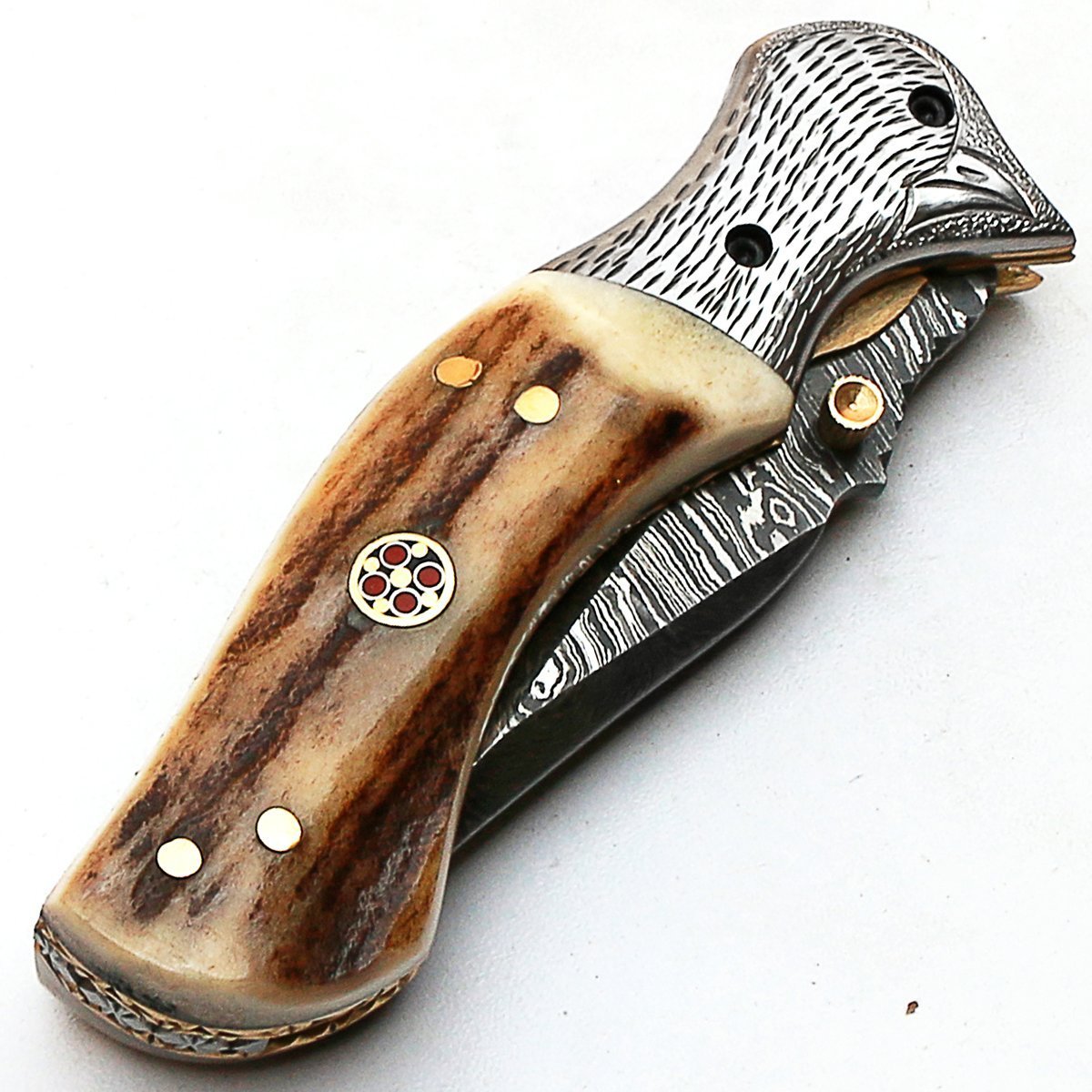BELLO 8852 Coltello pieghevole Personalizzato a mano Coltello in acciaio damascato garantisce qualità Damasco Coltello con fodero in pelle di alta qualità
