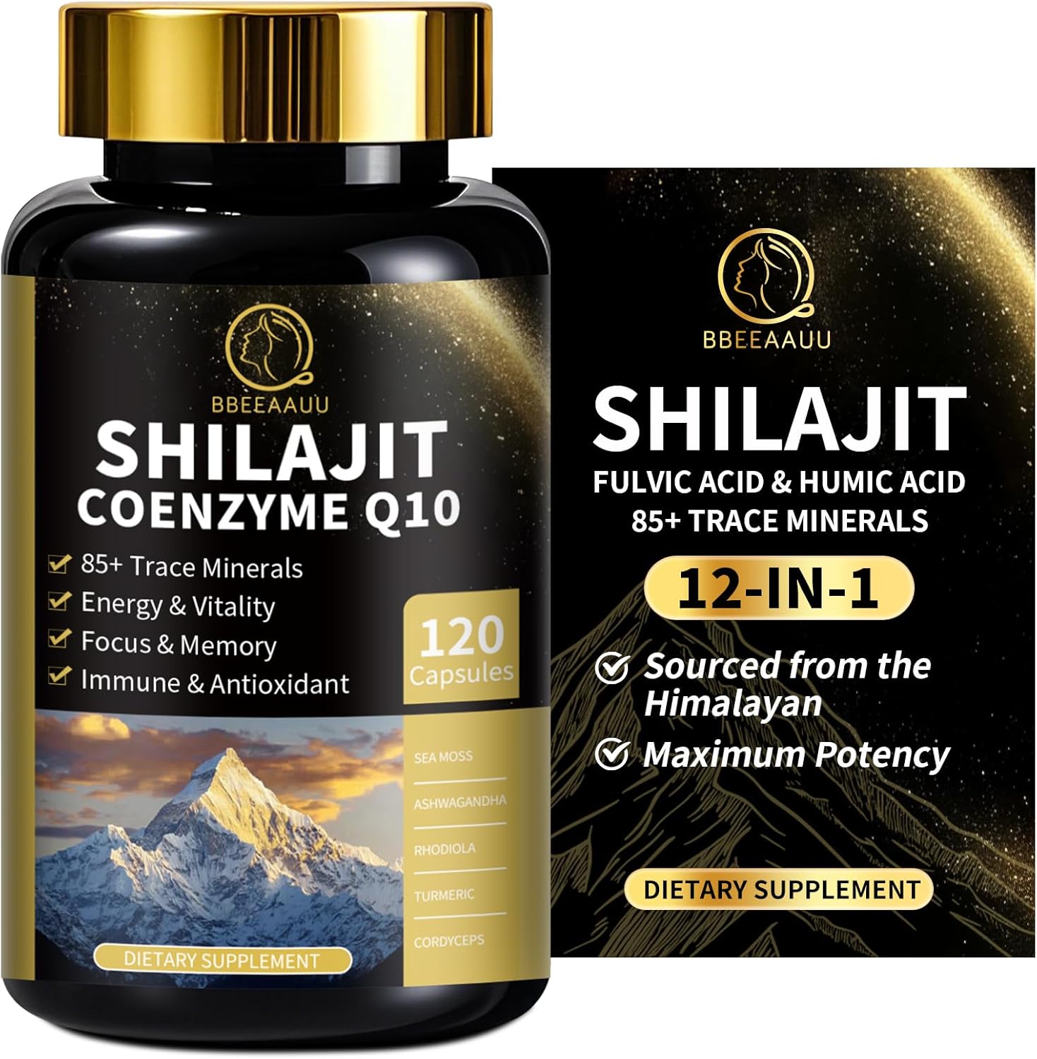 Shilajit for Men with Sea Moss & Ashwagandha,12 in 1 Himalayan & Soursop Graviola Capsules with Kelp, for Cell Regeneration