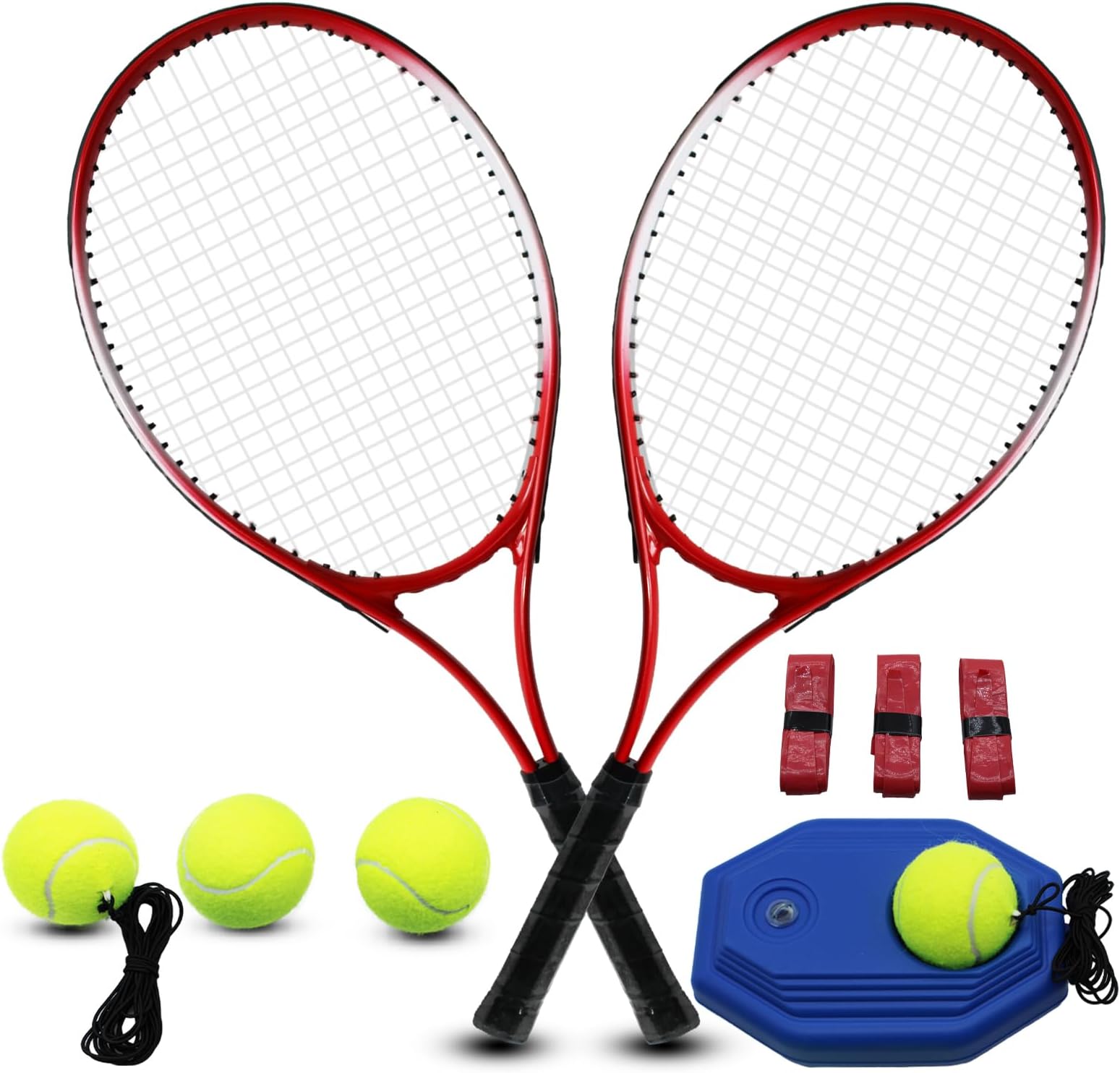 Tennis Rackets for Adult, 2 Players Adult Recreational Tennis Rackets Set for Beginners and Professional with 4 Tennis Balls, 3 Overgrips, 1 Tennis Bag