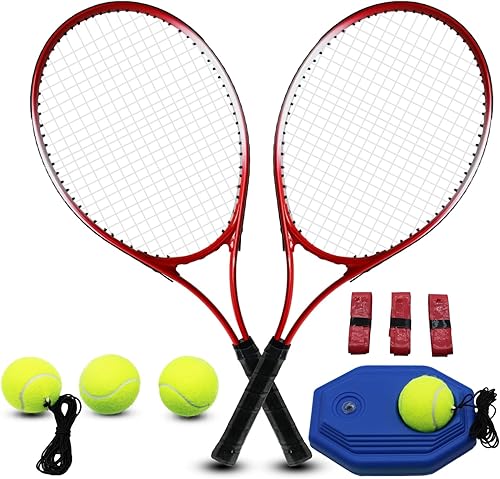 Juego de raquetas de tenis para adultos, 2 jugadores para adultos, juego de raquetas de tenis recreativas para principiantes y profesionales con 4