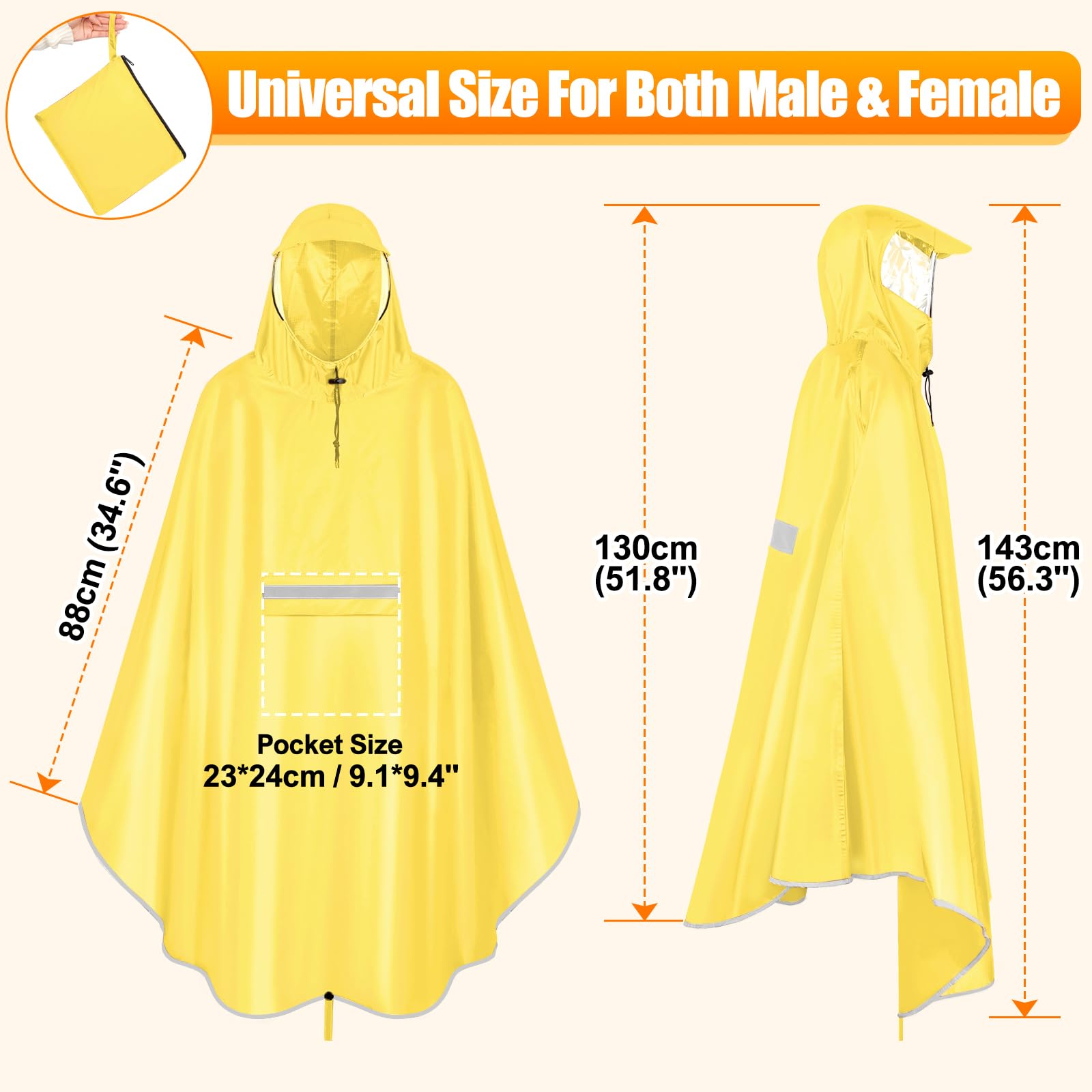 Mantella Antipioggia Ciclismo Leggero Impermeabile Poncho Bicicletta Portatile Poncho Bicicletta Unisex Impermeabile Bici Riflettente Per Bici Elettriche Moto