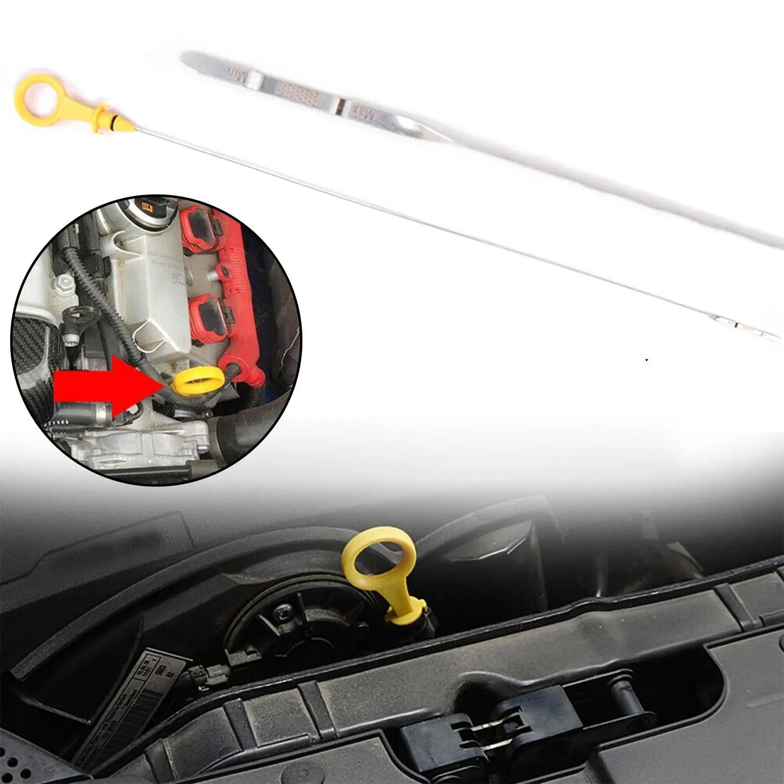 Astina di Livello Olio Motore Compatibile con A5 2009 2010 2011 2012 2013 2014 2015 2016 2017 2.0T Strumento di misurazione dell'astina di Livello Olio Motore OEM 06H115611E