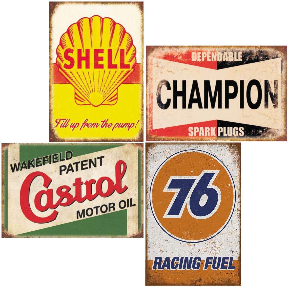 Amazon.com: Tin Signs 5 Pieces Reproduction Vintage, Gas Oil Metal ...
