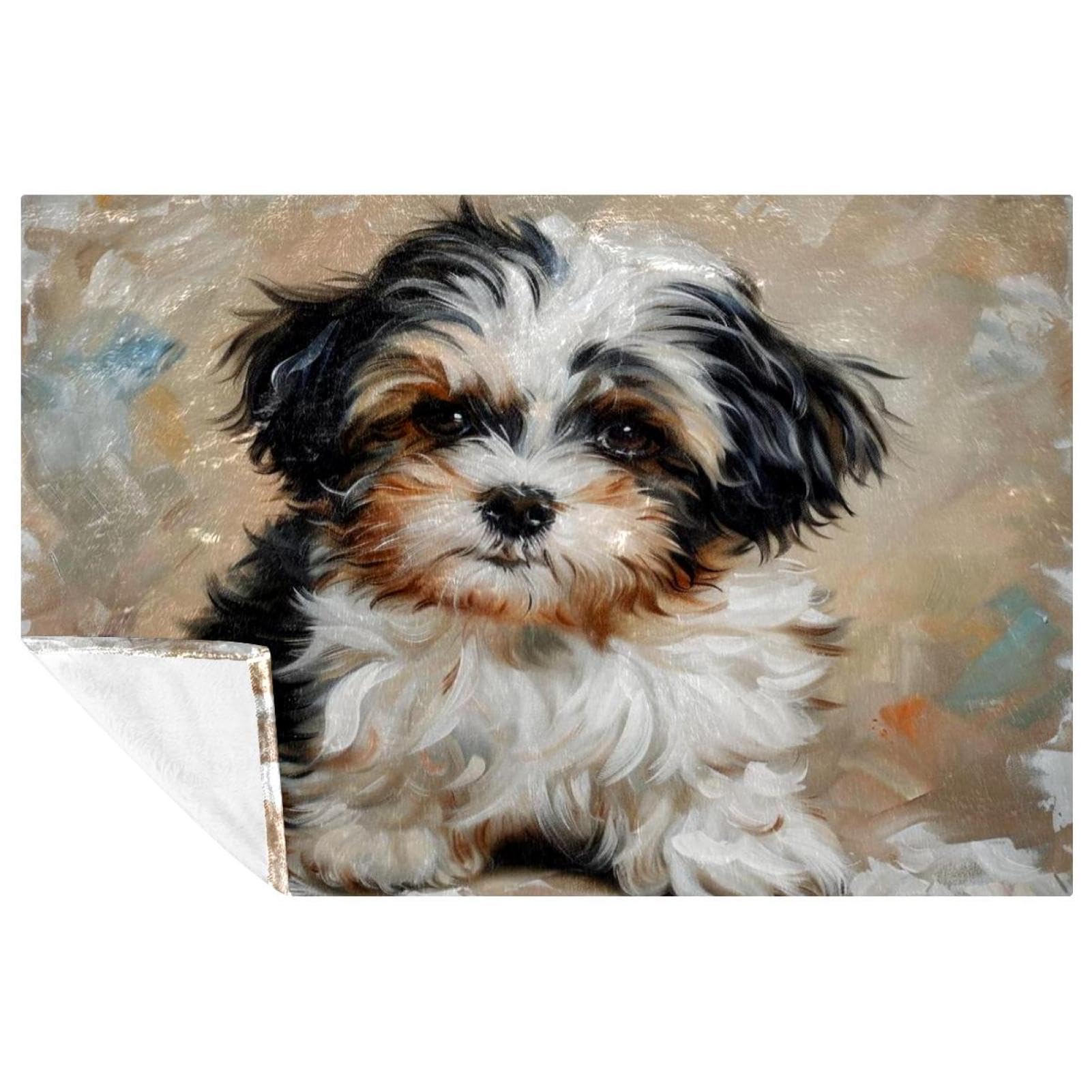 Couverture Shih Tzu haut de gamme en flanelle isolante - 150x100 cm