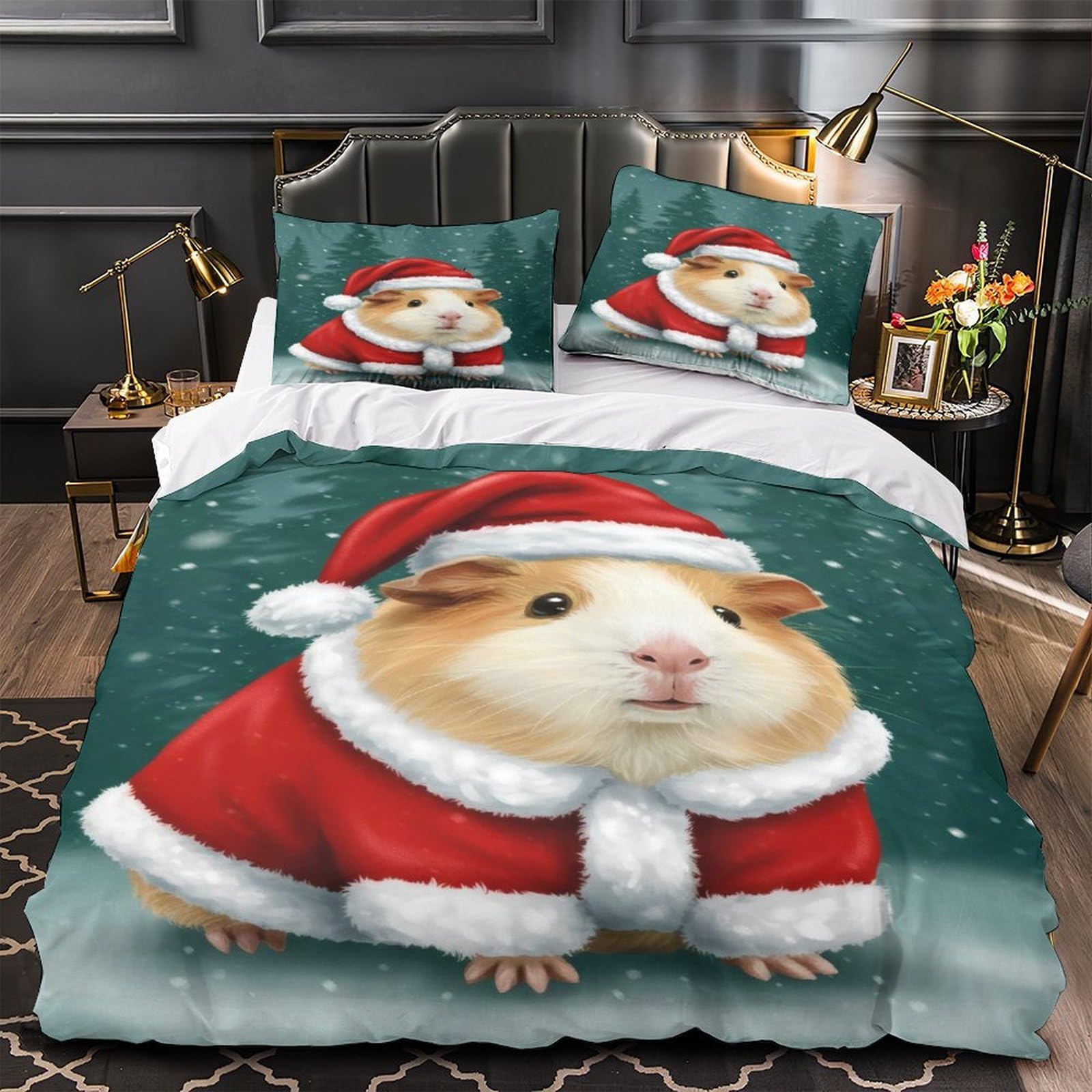 Housse de couette Noël respirante et douce en microfibre 3D King 220x240cm