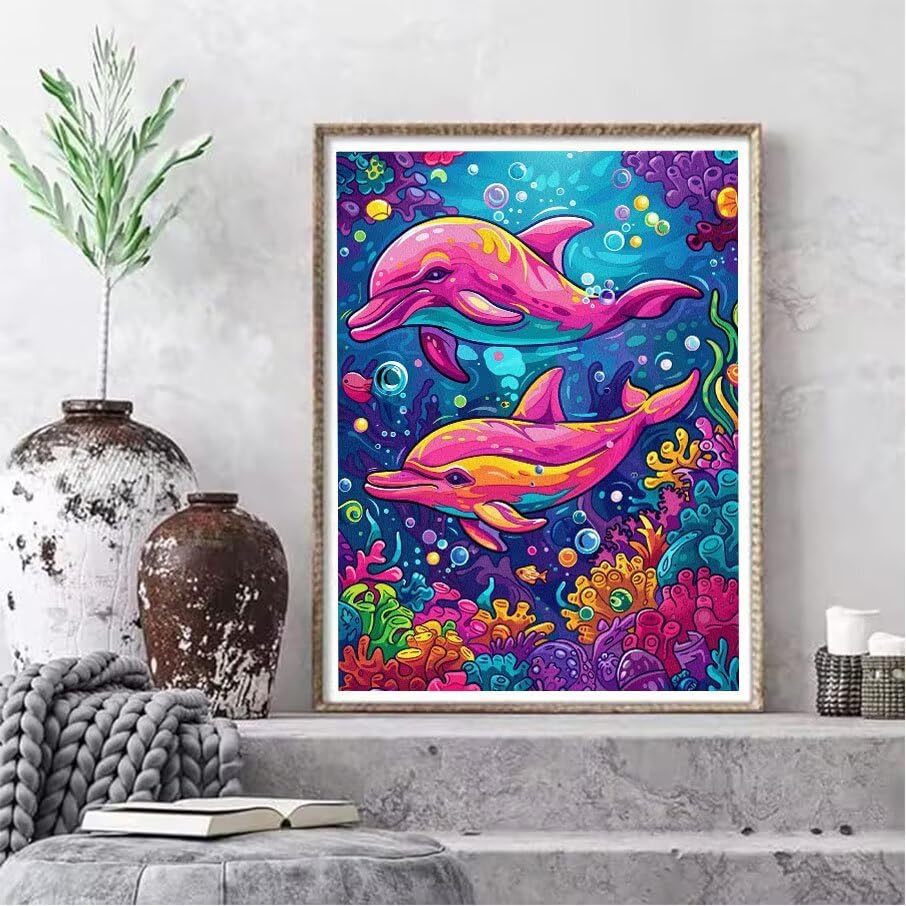 Peinture diamant DIY dauphins pour s'évader après le travail
