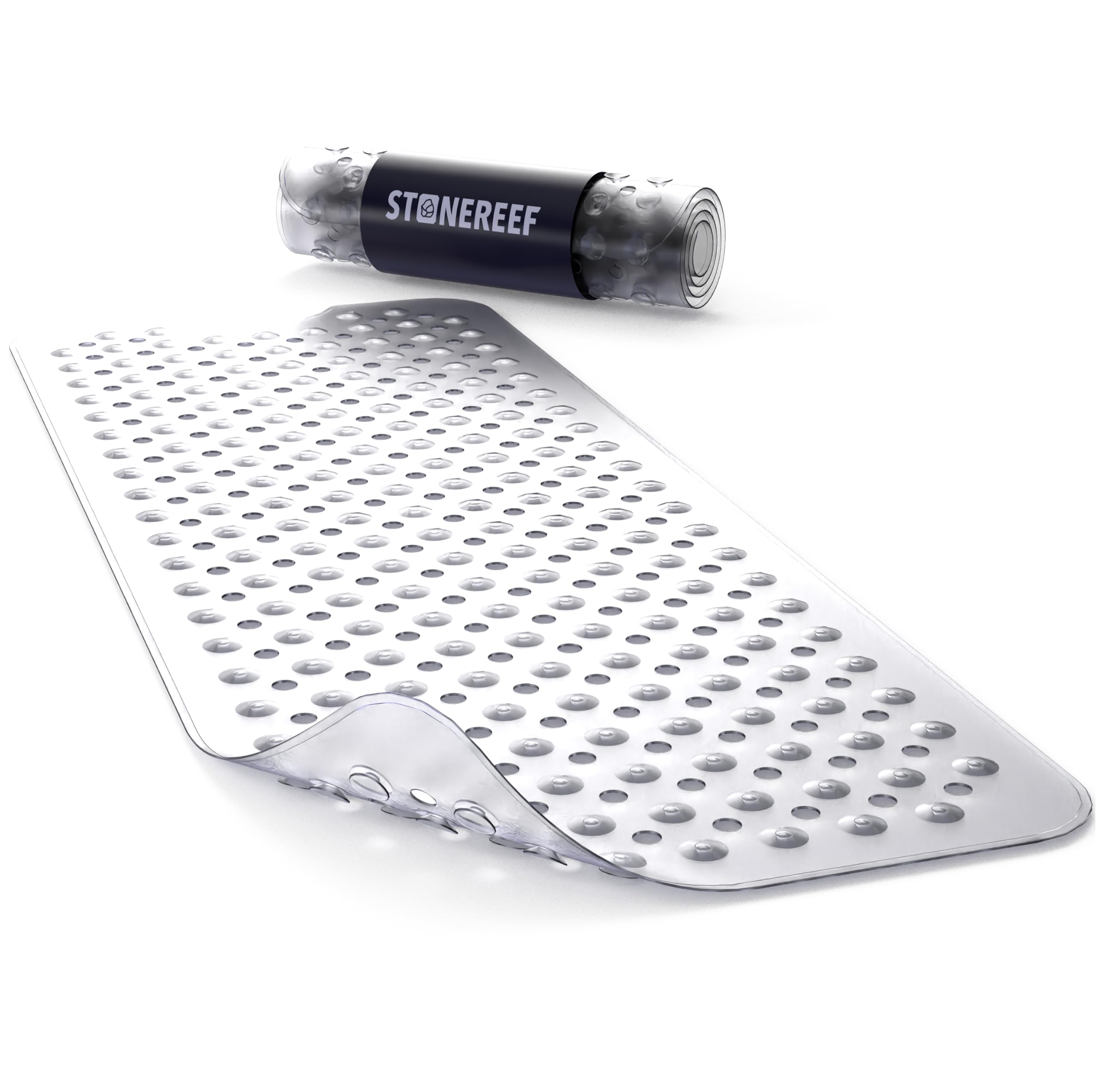 Badewannenmatte rutschfest 101x40 cm – Antirutschmatte für Badewanne & Dusche – BPA-frei, schimmelresistent & maschinenwaschbar – rutschfeste PVC Badematte mit Saugnäpfen, transparent