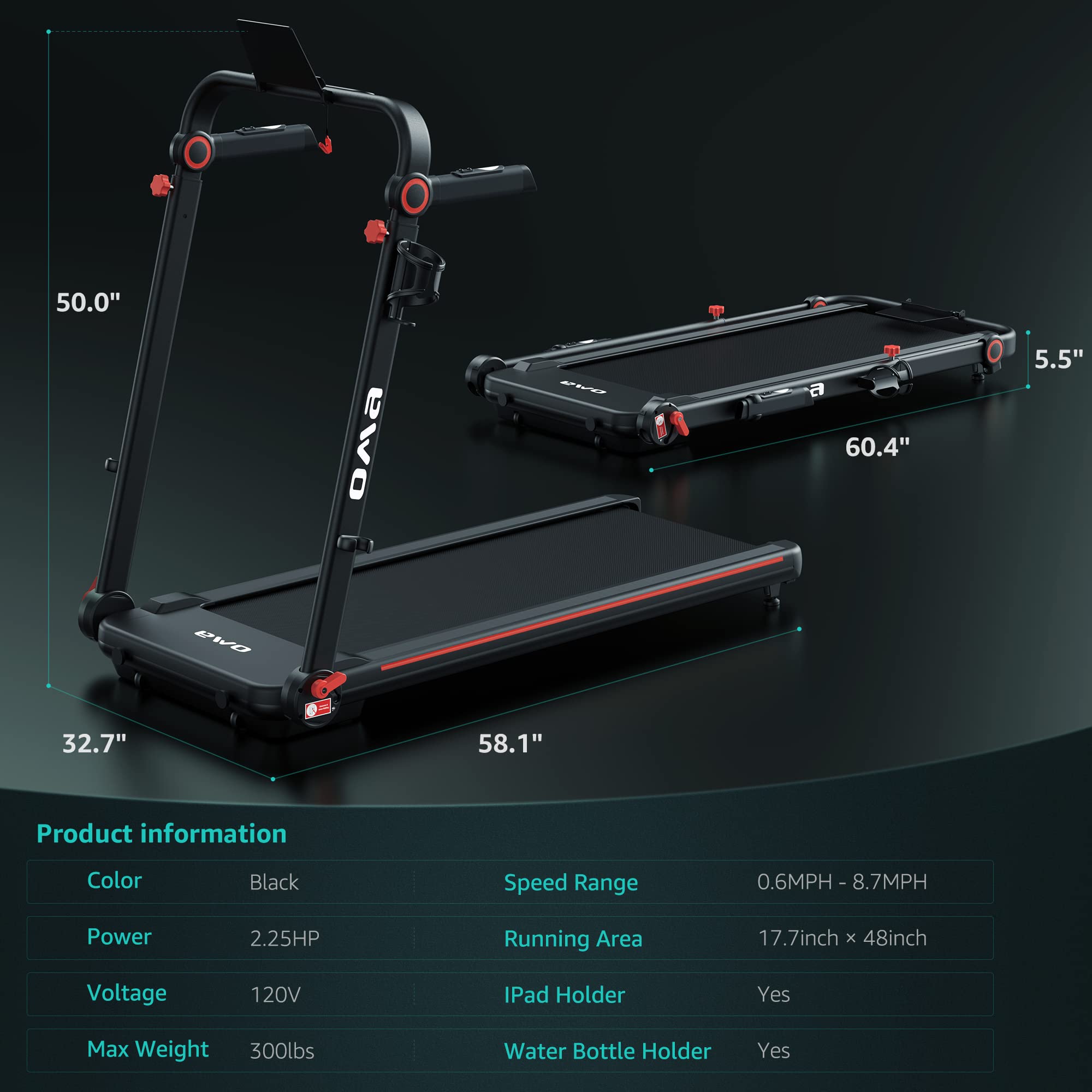 OMA Treadmills for Home 5108EB 1012EB with Max 2.25 HP 300 LBS Capacity