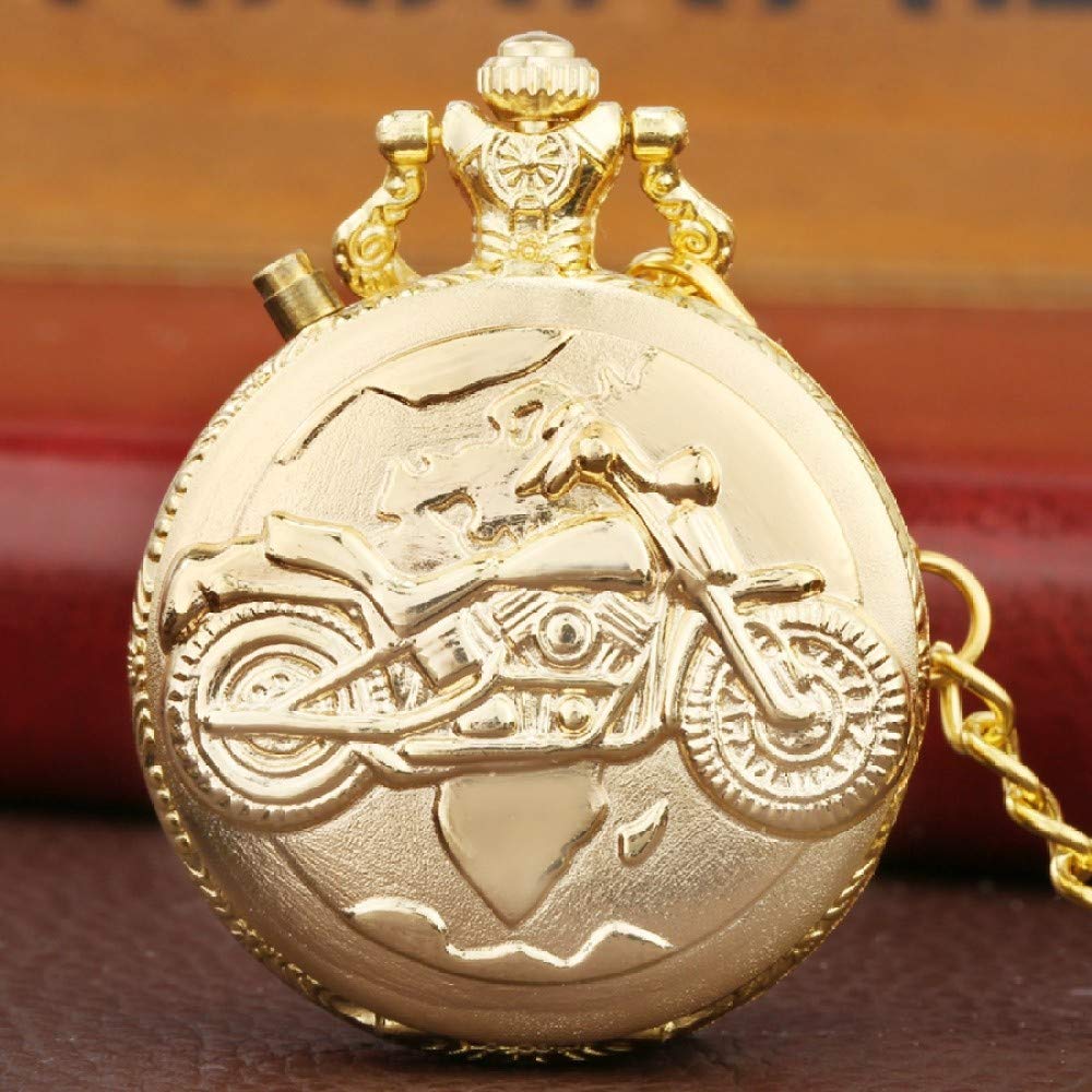 Bronze Lumineux LED Cadran Moto Moto Quartz Montre de Poche chaîne sculpté Steampunk chaîne Montre de Poche Horloge Cadeaux