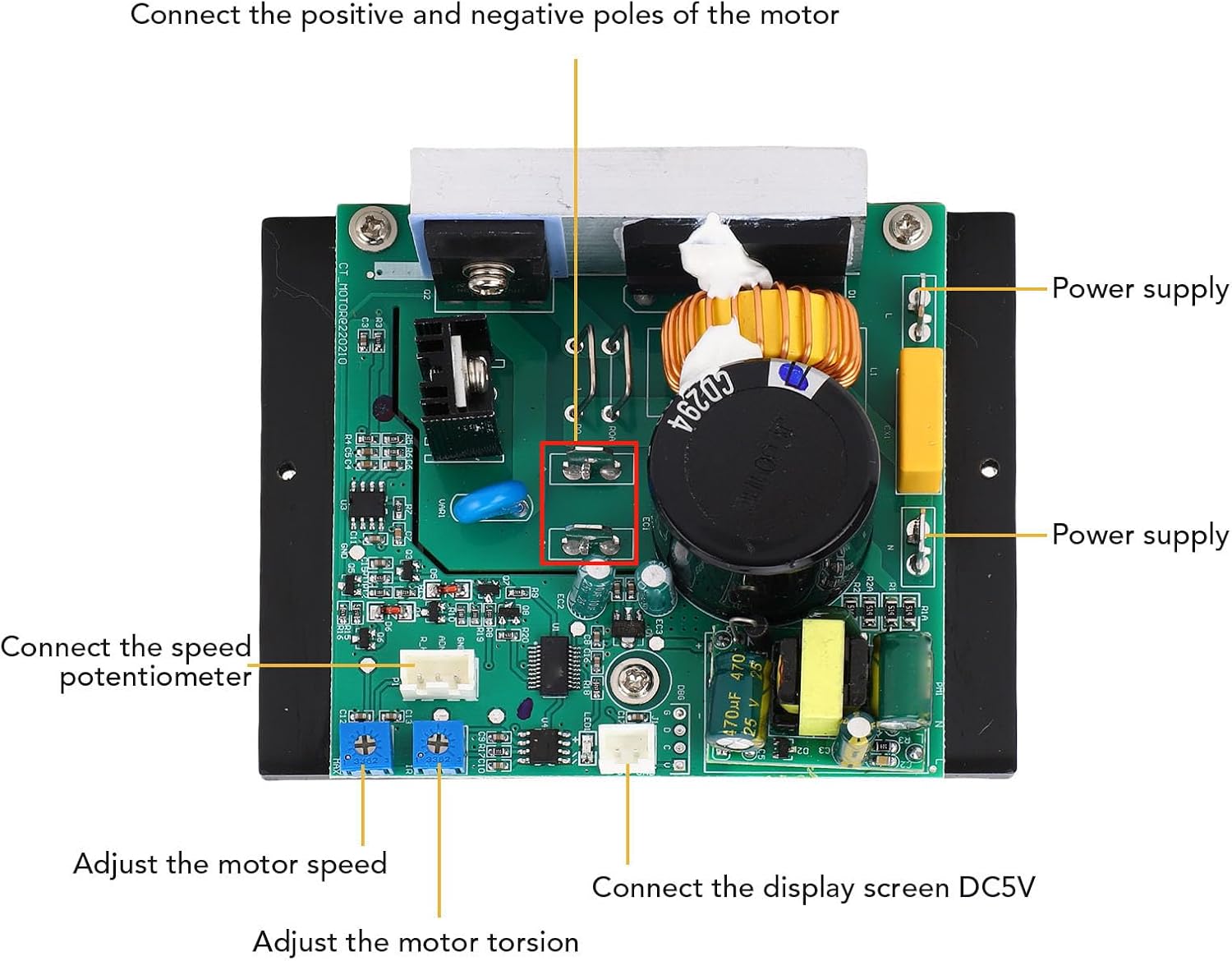 Mini Lathe Motor Circuit Board Adjustable Output Overload Guard Multi Functional Mini Lathe Control Board with DC0-180V Output for 450-1100W Motor