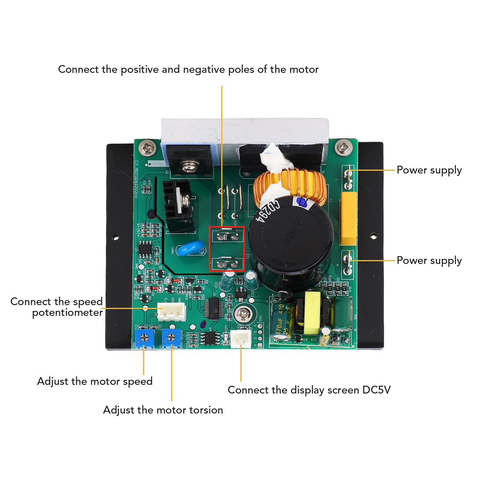 Placa de Control de Torno Mini con Salida Ajustable y Guardia de Sobrecarga Multifuncional con Salida DC0-180V para Motor 450-1100W