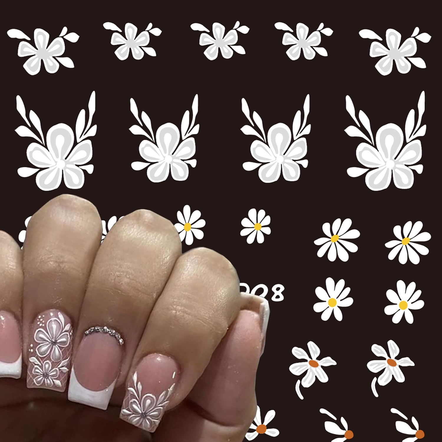 Amazon.com: Flower Nail Art Sticker Decals 5D Embossed Colorful