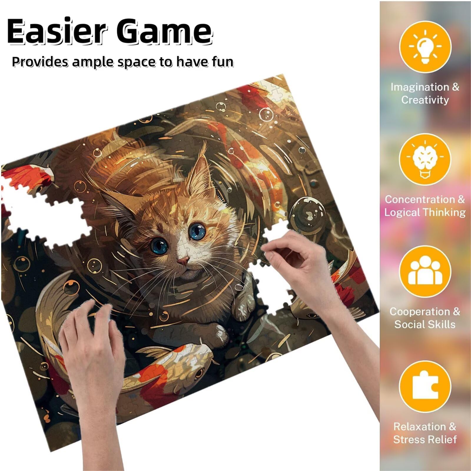 Puzzle układanki, 6000 sztuk klasycznych układanek, łamigłówki rybne relaksacyjne inteligencja, trudne trudne puzzle dla dorosłych trudne puzzle do gry rodzinnej, prezent dla przyjaciela kota 1 K0F884