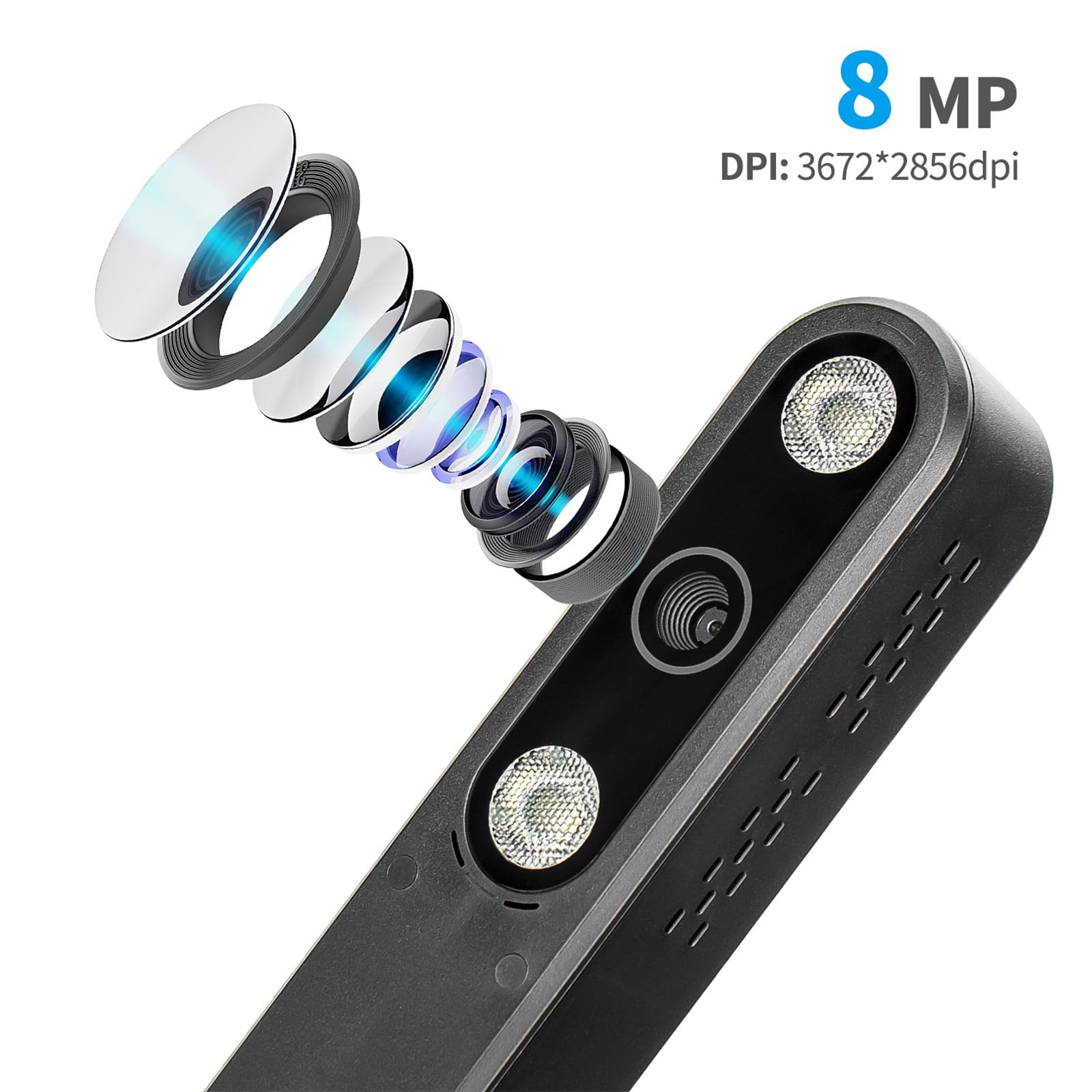 Fotocamera per Documenti, Scanner per Documenti Portatile con Funzione OCR | Design pieghevole a 90° e luce di riempimento a tre velocità, ritaglio/raddrizzamento automatico per uffici aule
