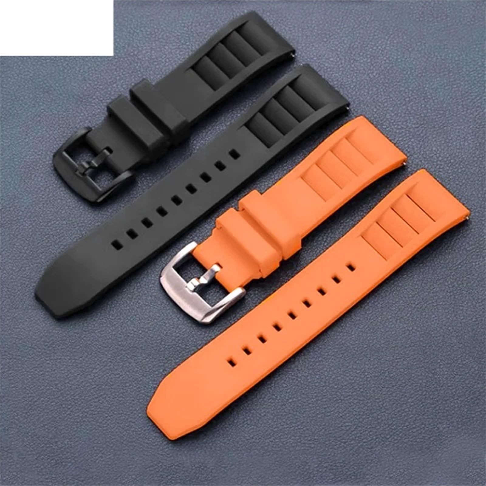 Bracelet en caoutchouc fluor FKM 20 mm 21 mm 22 mm 24 mm bracelet pour montre de sport (gris silver buckle,20 mm), 20mm, agate