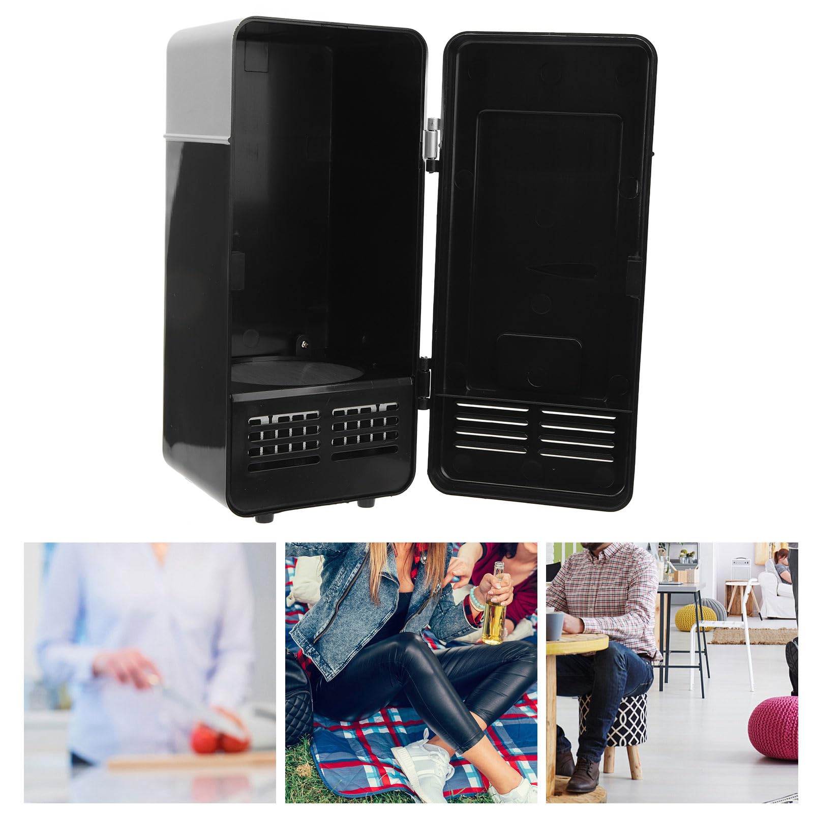 ZJchao 360° Kühlung Mini Einzeltank Kühlschrank, USB Mini Fridge, Geräumiges Fassungsvermögen Doppelte Funktionalität Tragbar für Schlafzimmer Schlafsäle Büros