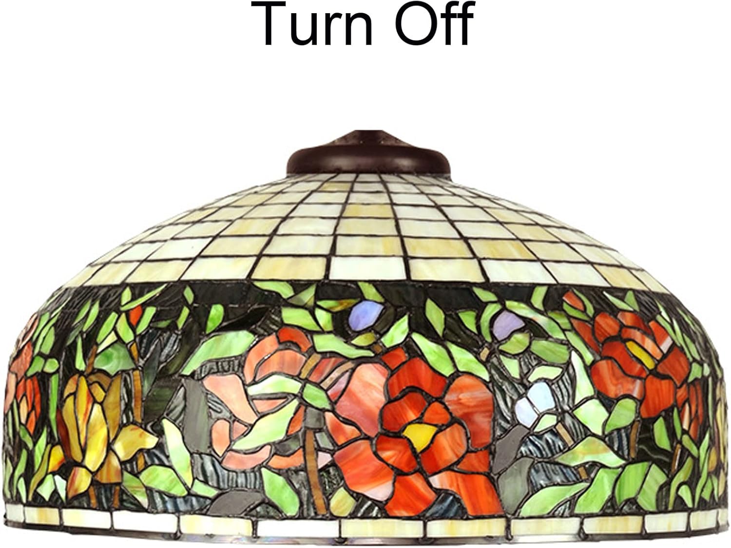 Tiffany Lamp Shade Replacement Wisteria Tulip Rose Dragonfly Stained Glass Lampshade Only with Cap Fit for Table Lamp Floor Light Pendant Light Ceiling Fixture W20"XH10",Red rose
